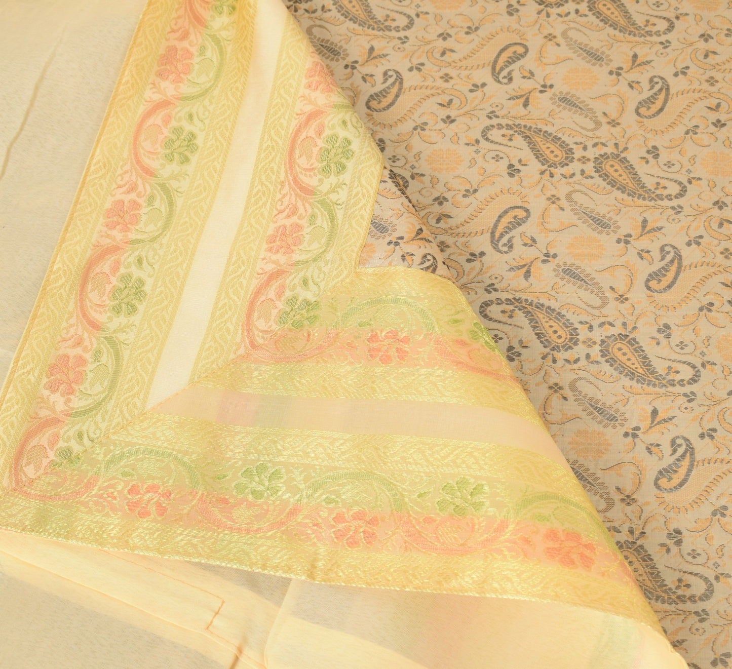 Beige Banarasi Diwan Set Silk Zari Brocade Indian Gift Cushion & Bolster Cover