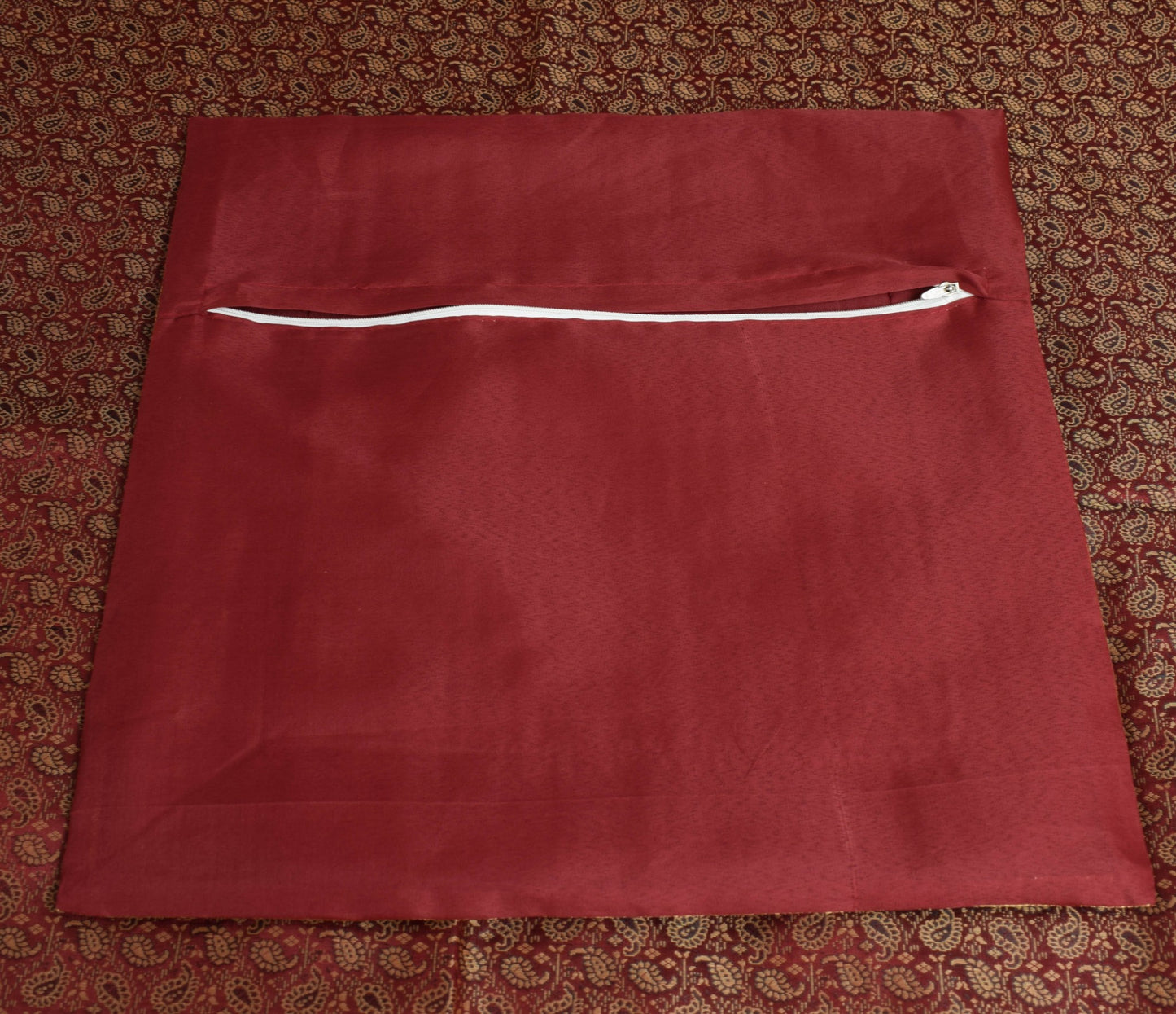Maroon Banarasi Diwan Set Cushion & Bolster Cover Silk & Woven Zari Brocade