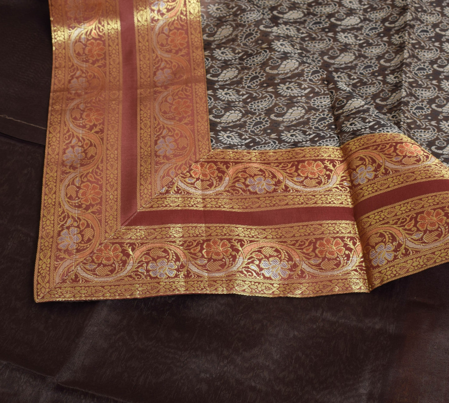 Banarasi Diwan Set Cushion & Bolster Cover Silk & Woven Zari Brocade Brown