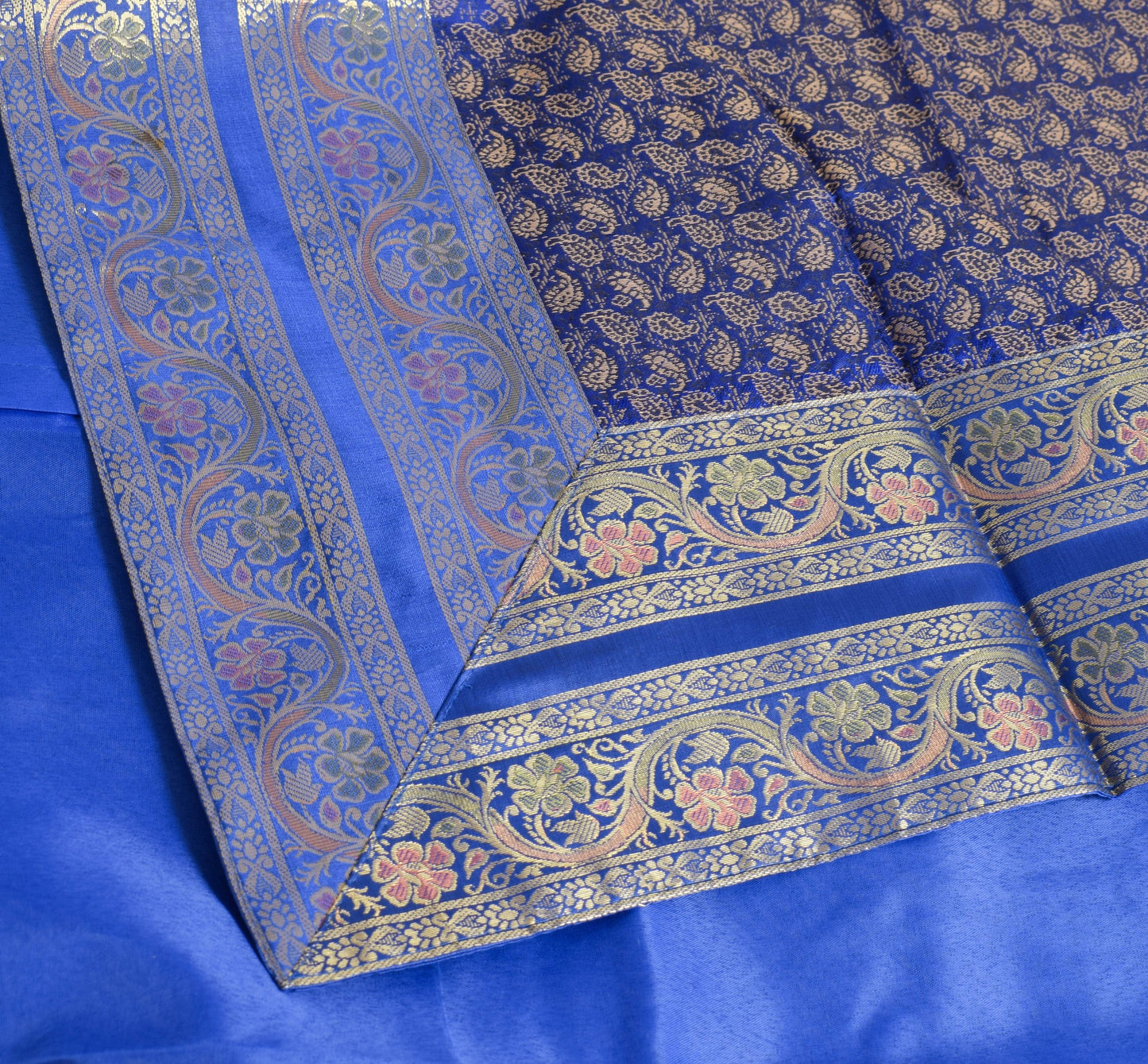 Banarasi Blue Diwan Set Cushion & Bolster Cover Silk & Woven Zari Brocade