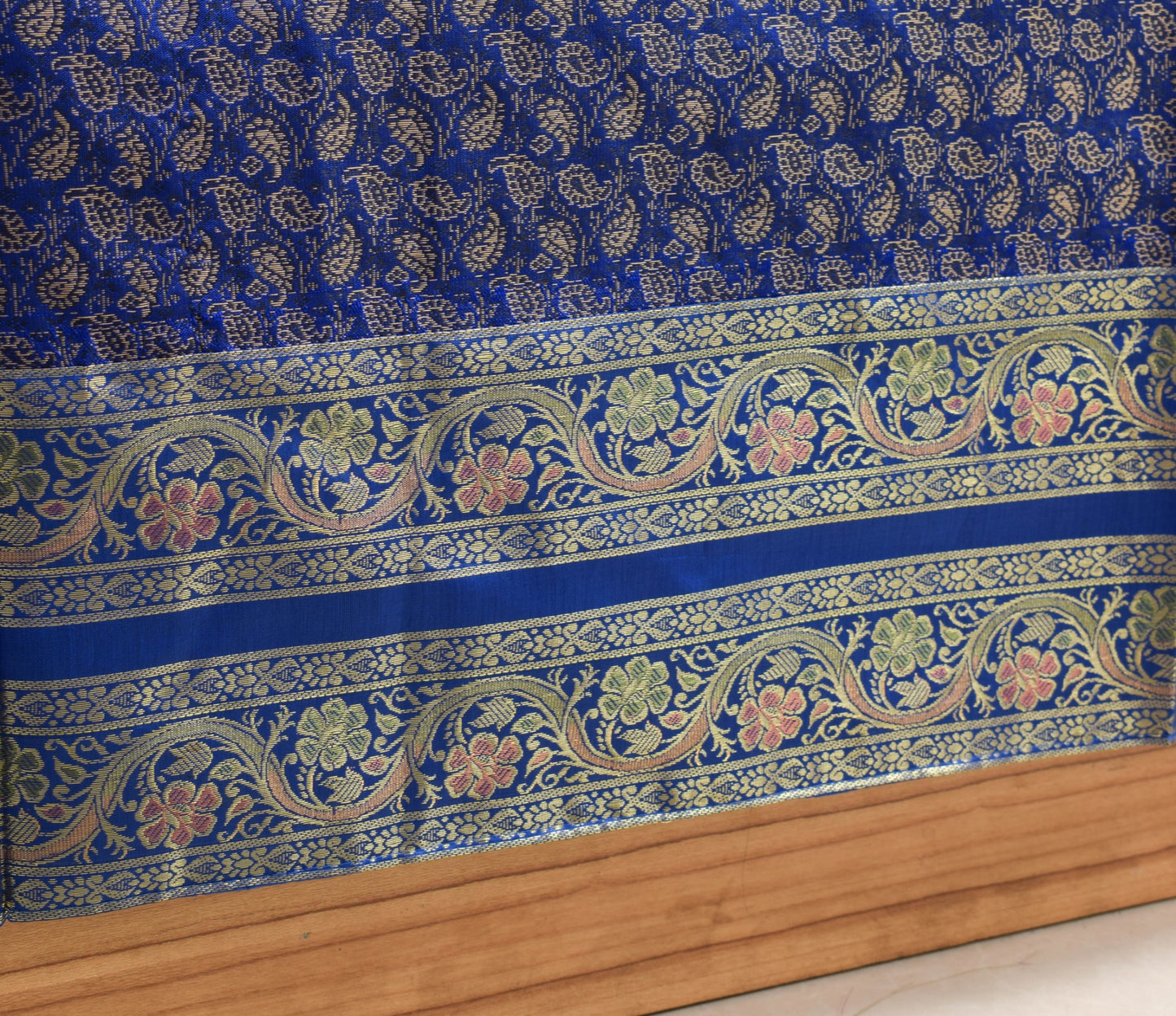 Banarasi Blue Diwan Set Cushion & Bolster Cover Silk & Woven Zari Brocade