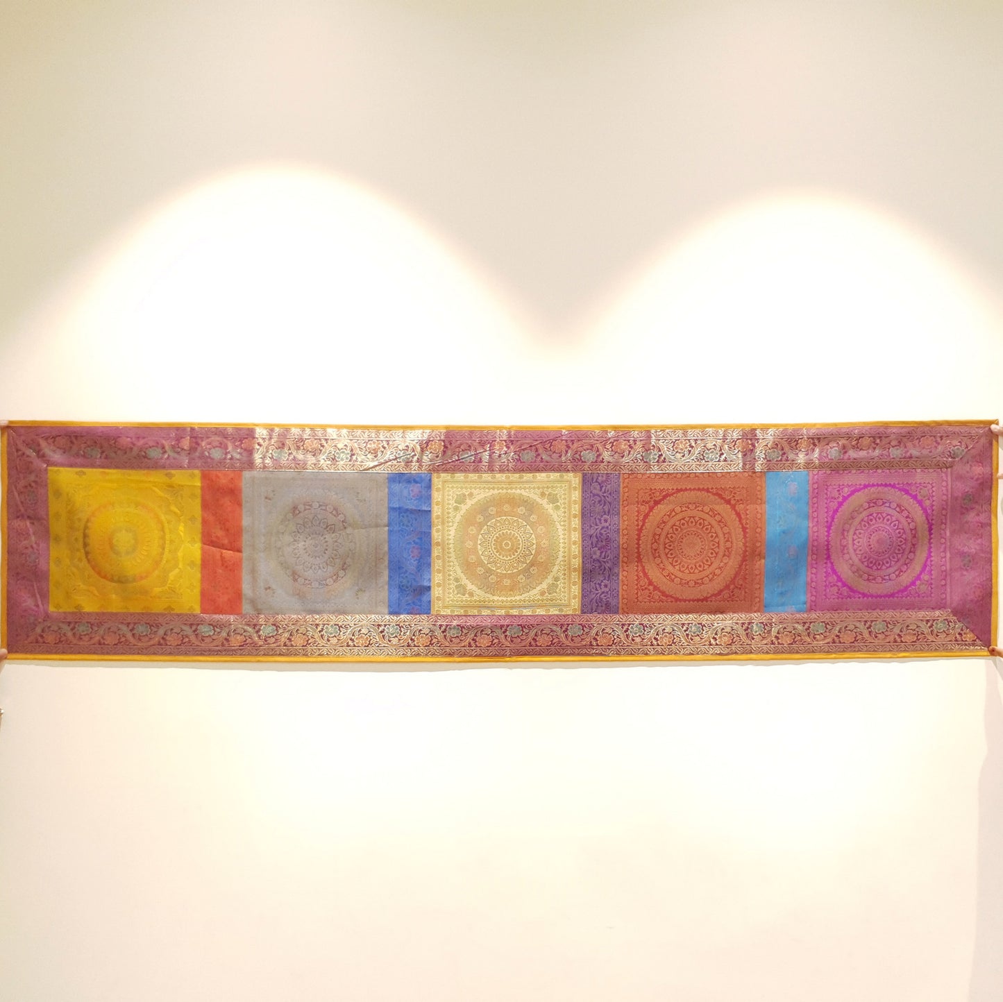 Dining Table Runner Wall Tapestry Woven Zari Brocade Banarasi Cover Multi-Color