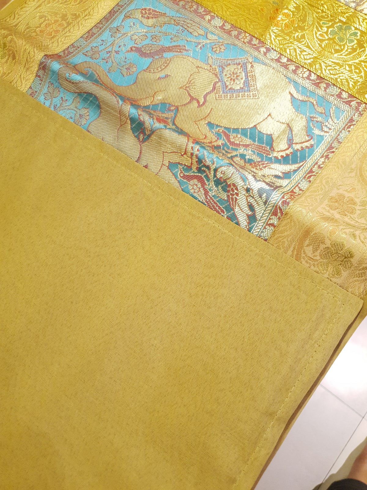 Dining Table Runner Wall Tapestry Woven Zari Brocade Banarasi Cover Multi