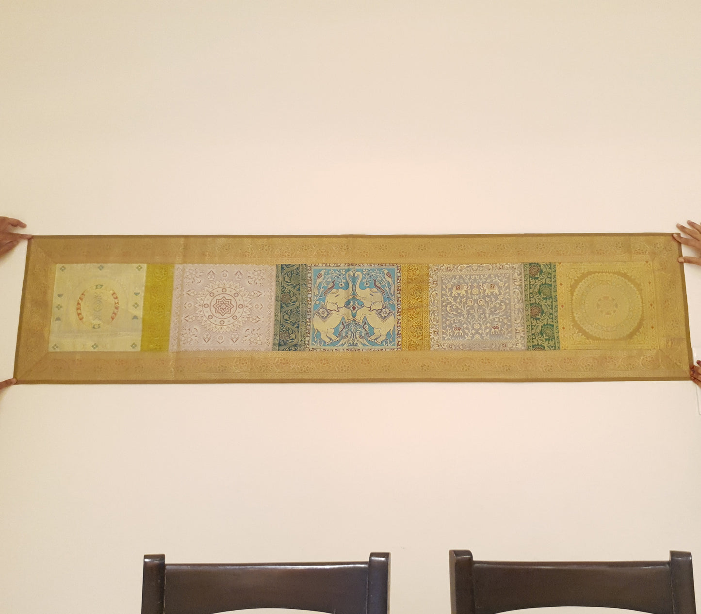 Dining Table Runner Wall Tapestry Woven Zari Brocade Banarasi Cover Multi