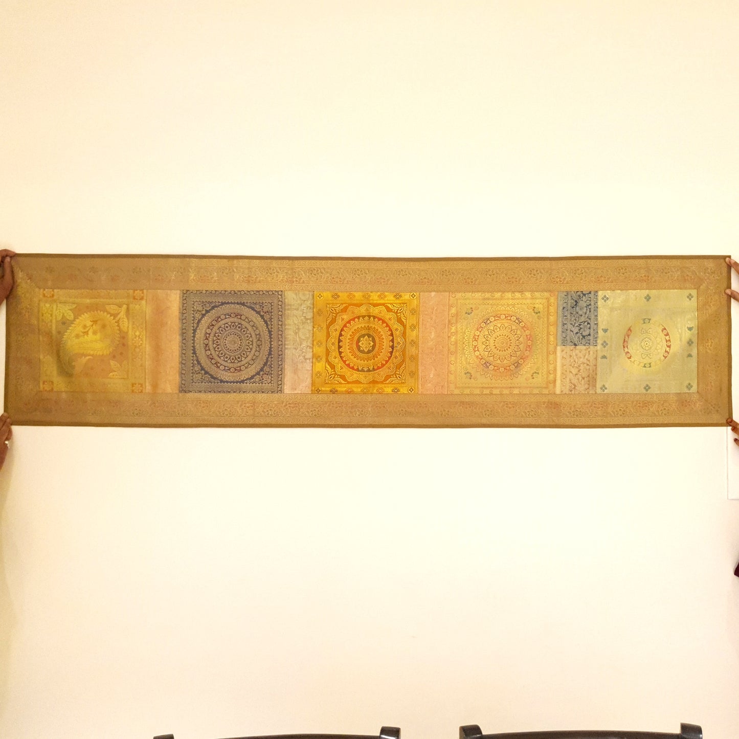 Dining Table Runner Wall Tapestry Woven Zari Brocade Banarasi Cover Multi-Color