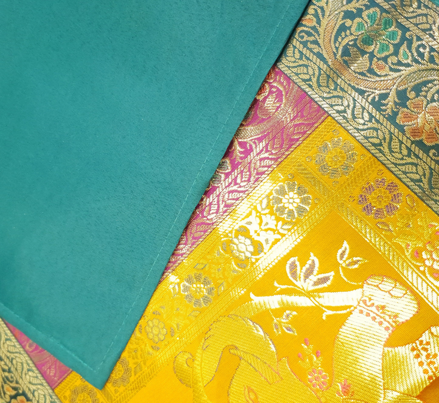 Dining Table Runner Wall Tapestry Woven Zari Brocade Banarasi Cover Multi-Color