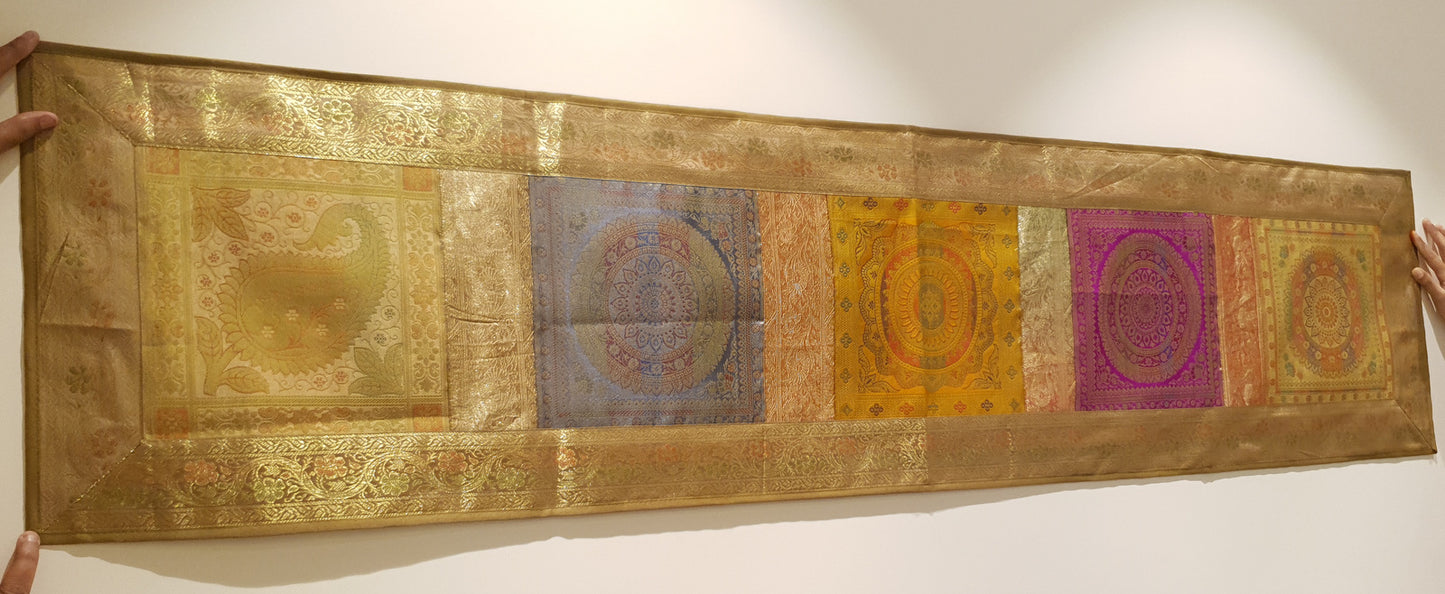 Dining Table Runner Wall Tapestry Woven Zari Brocade Banarasi Cover Multi-Color