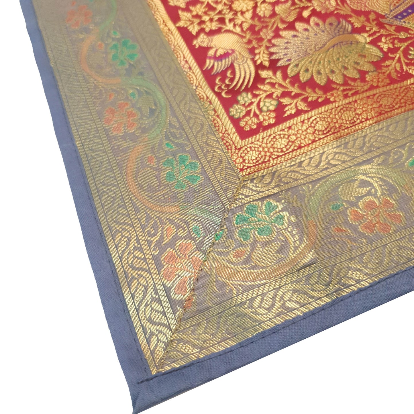 Dining Table Runner Elephnat Woven Zari Brocade Decor Banarasi Cover Multi Color