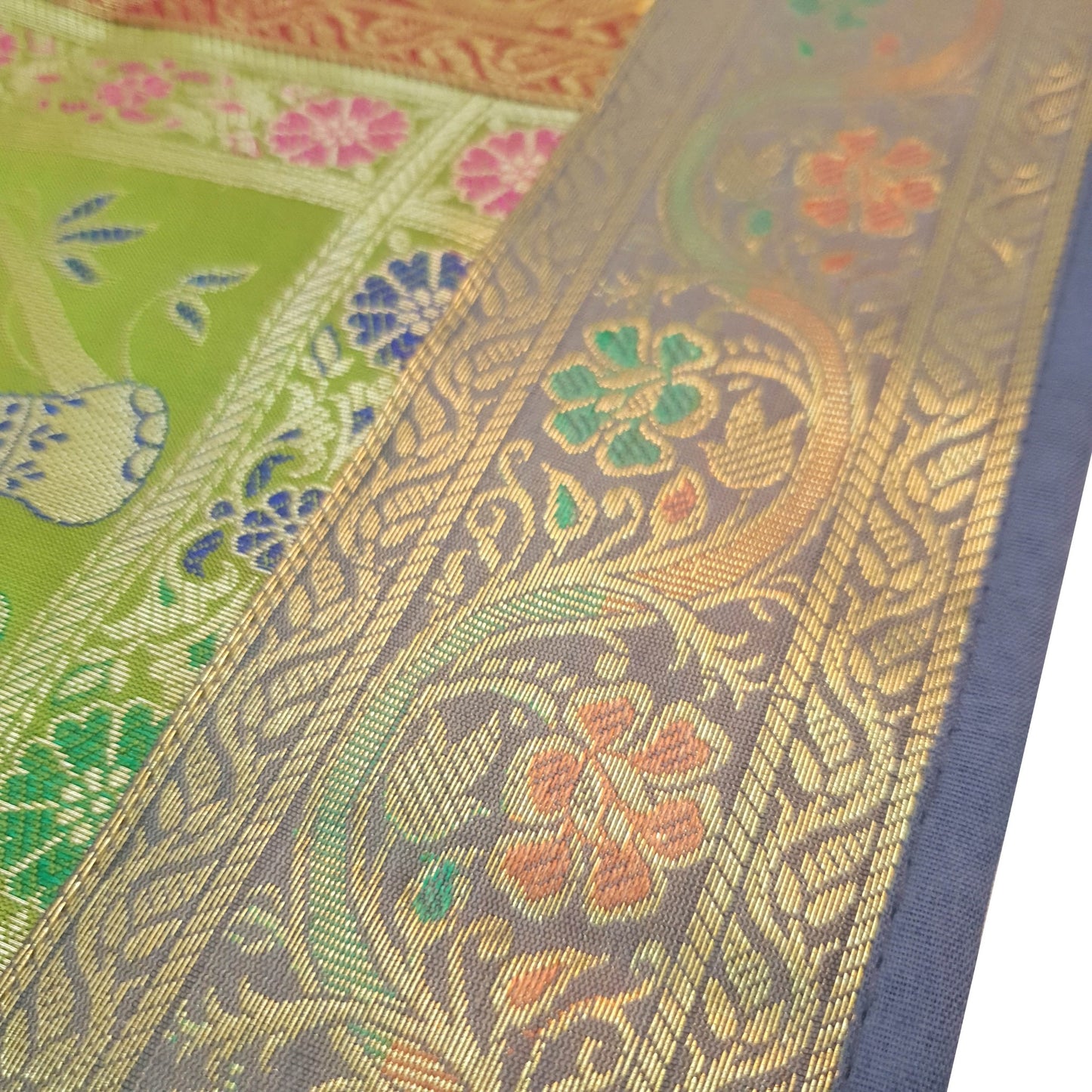 Dining Table Runner Elephnat Woven Zari Brocade Decor Banarasi Cover Multi Color