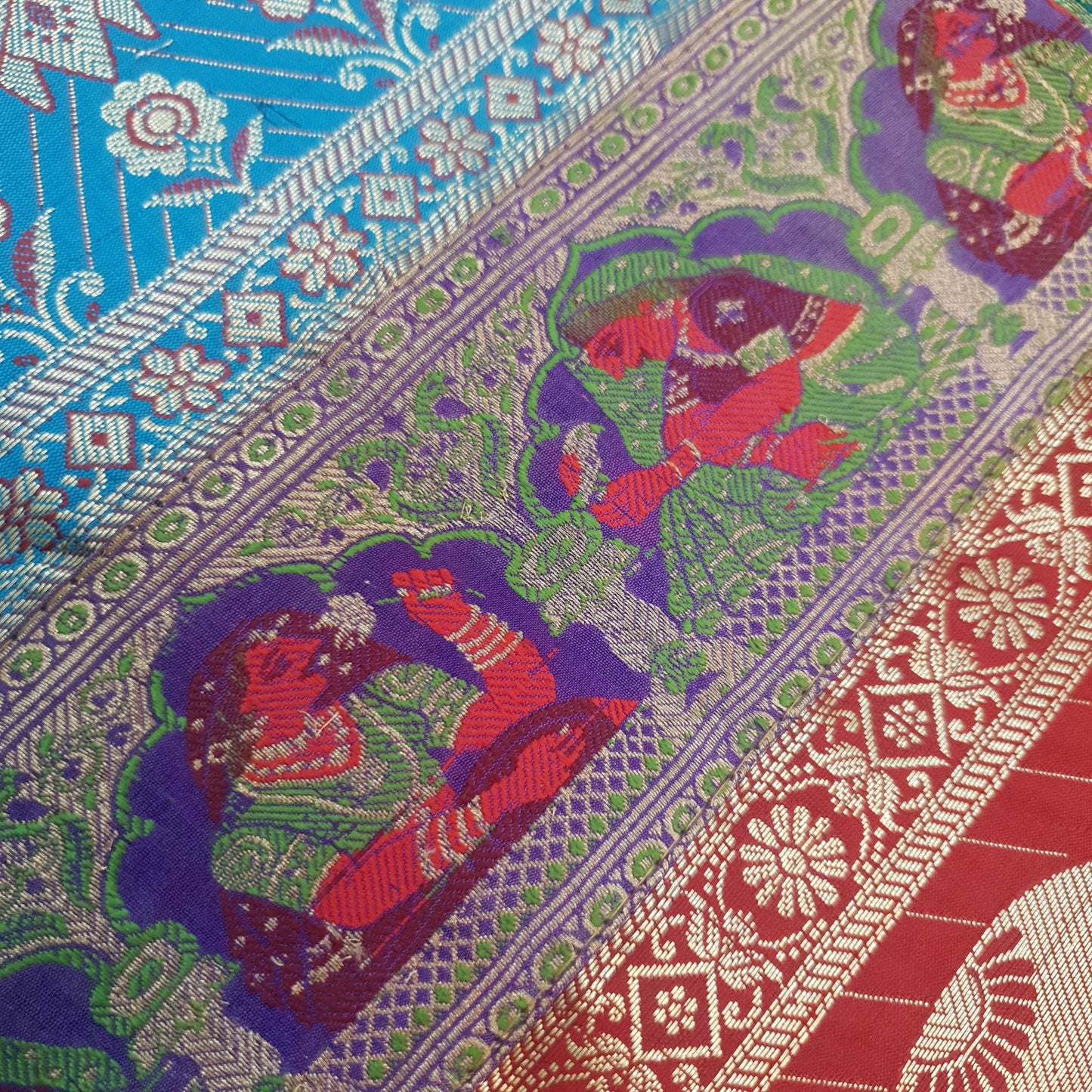 Dining Table Runner Mandala Woven Zari Brocade Banarasi Decor Cover Multi color