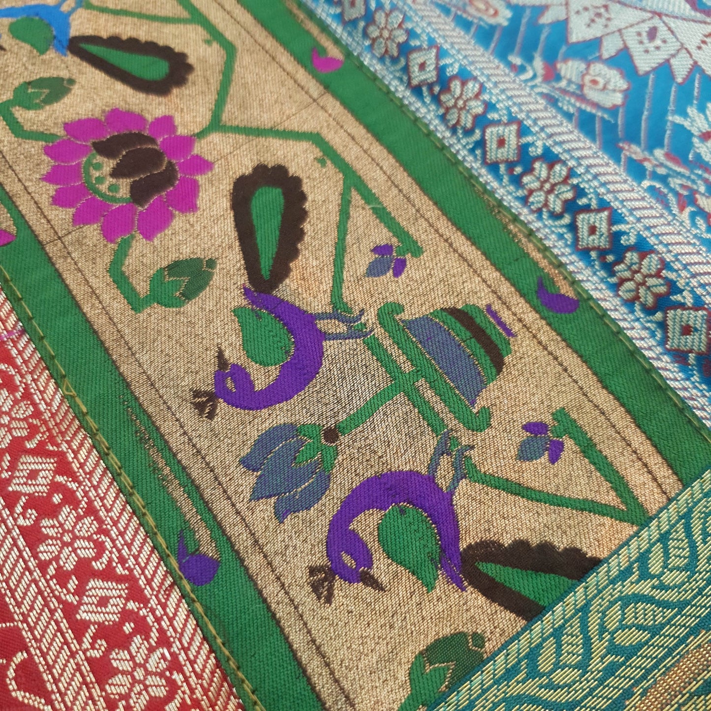 Dining Table Runner Mandala Woven Zari Brocade Banarasi Decor Cover Multi color