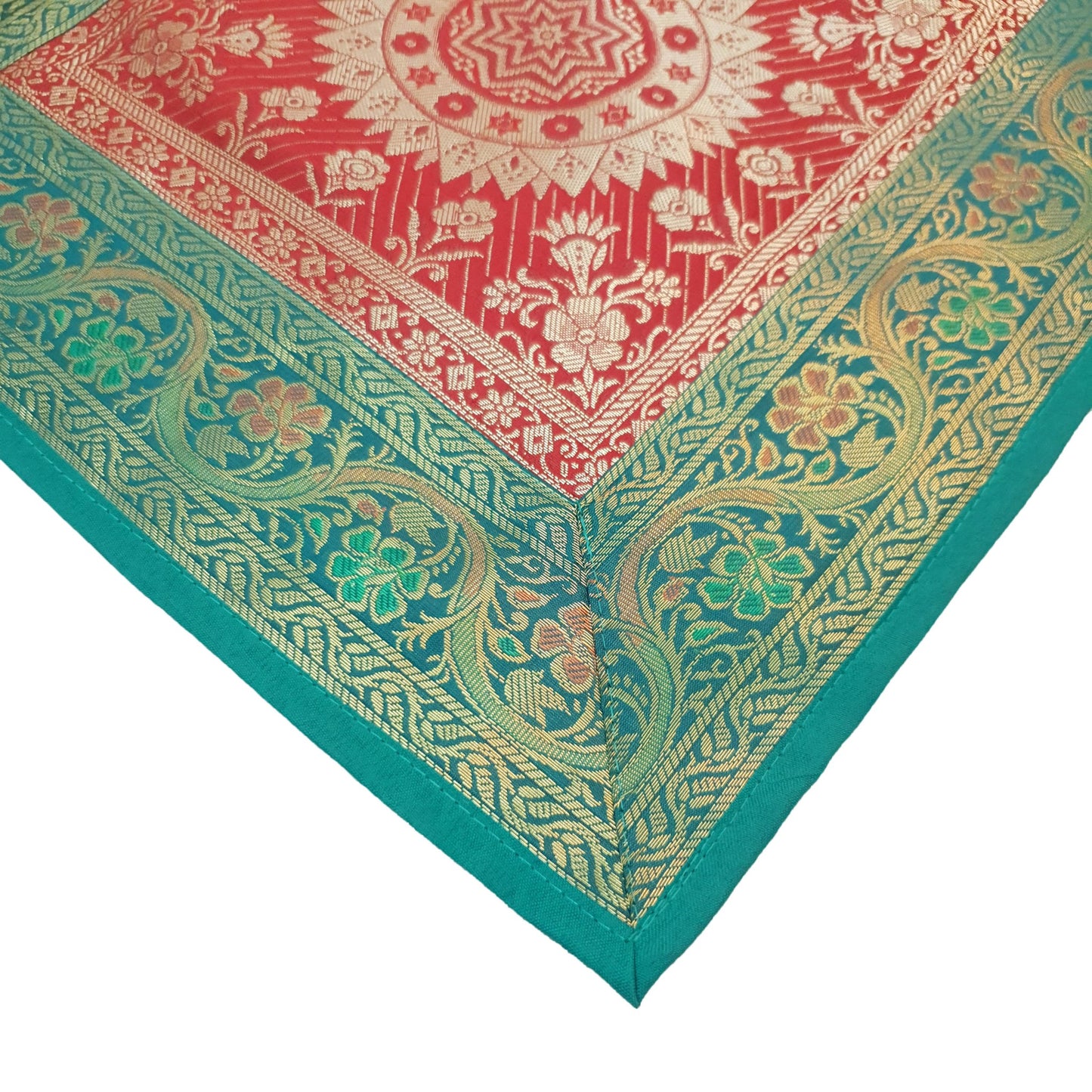 Dining Table Runner Mandala Woven Zari Brocade Banarasi Decor Cover Multi color