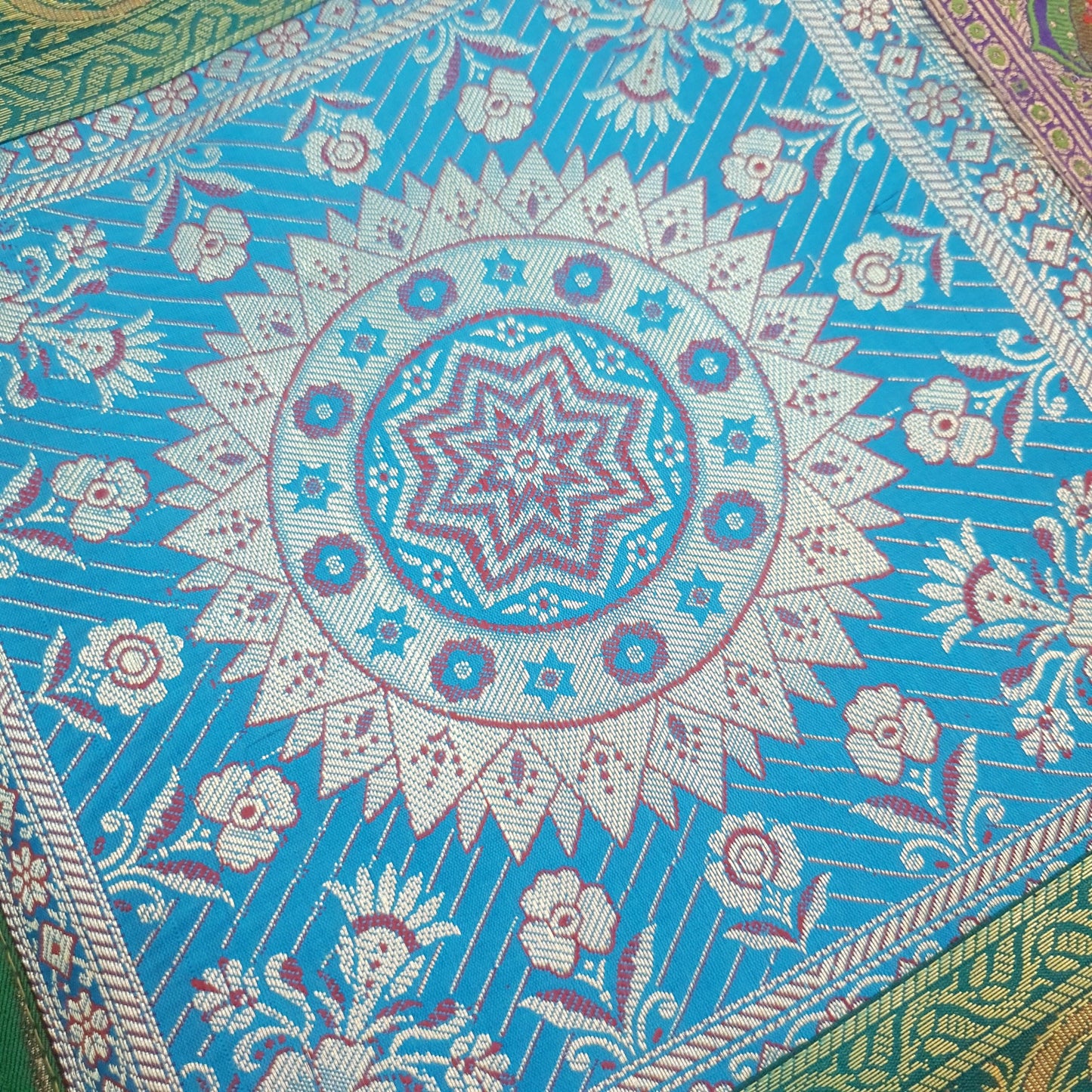 Dining Table Runner Mandala Woven Zari Brocade Banarasi Decor Cover Multi color