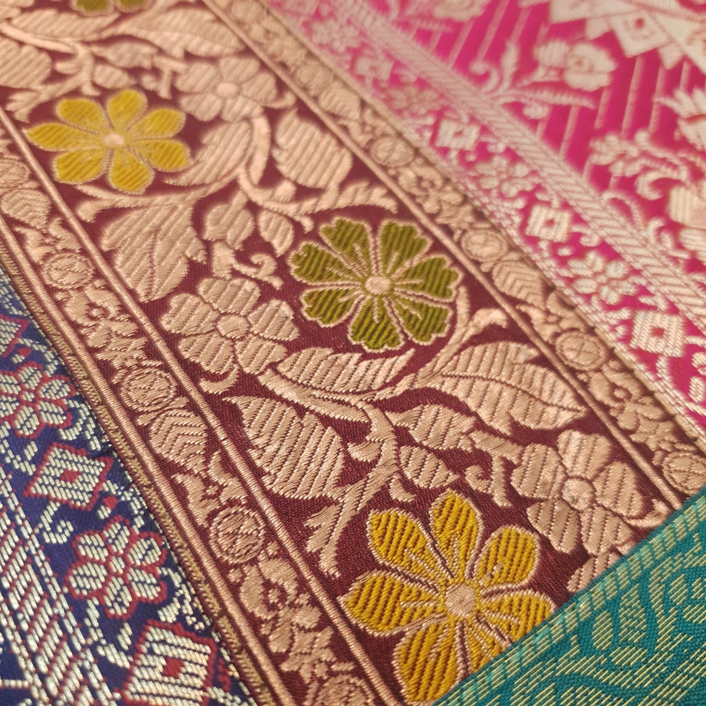 Dining Table Runner Mandala Woven Zari Brocade Banarasi Decor Cover Multi color