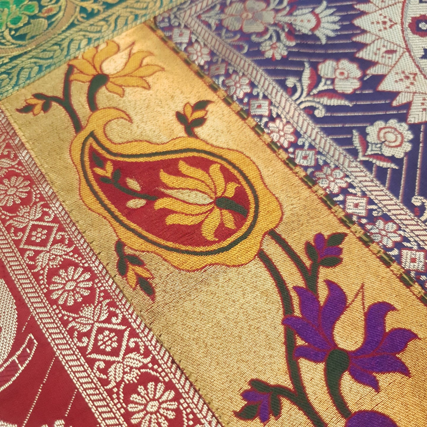 Dining Table Runner Mandala Woven Zari Brocade Banarasi Decor Cover Multi color