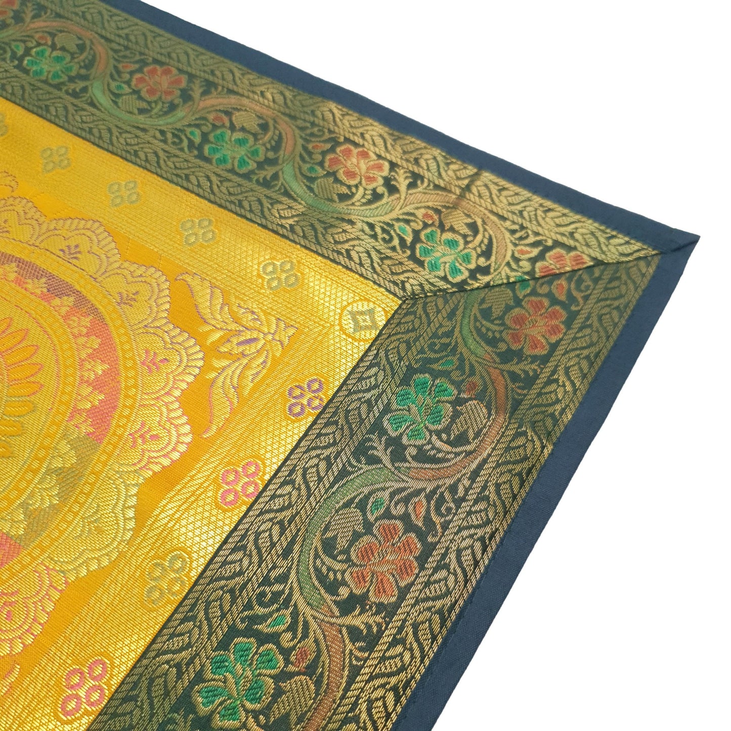Dining Table Runner Floral Zari Brocade Banarasi Cover Mandala Woven Multi Color