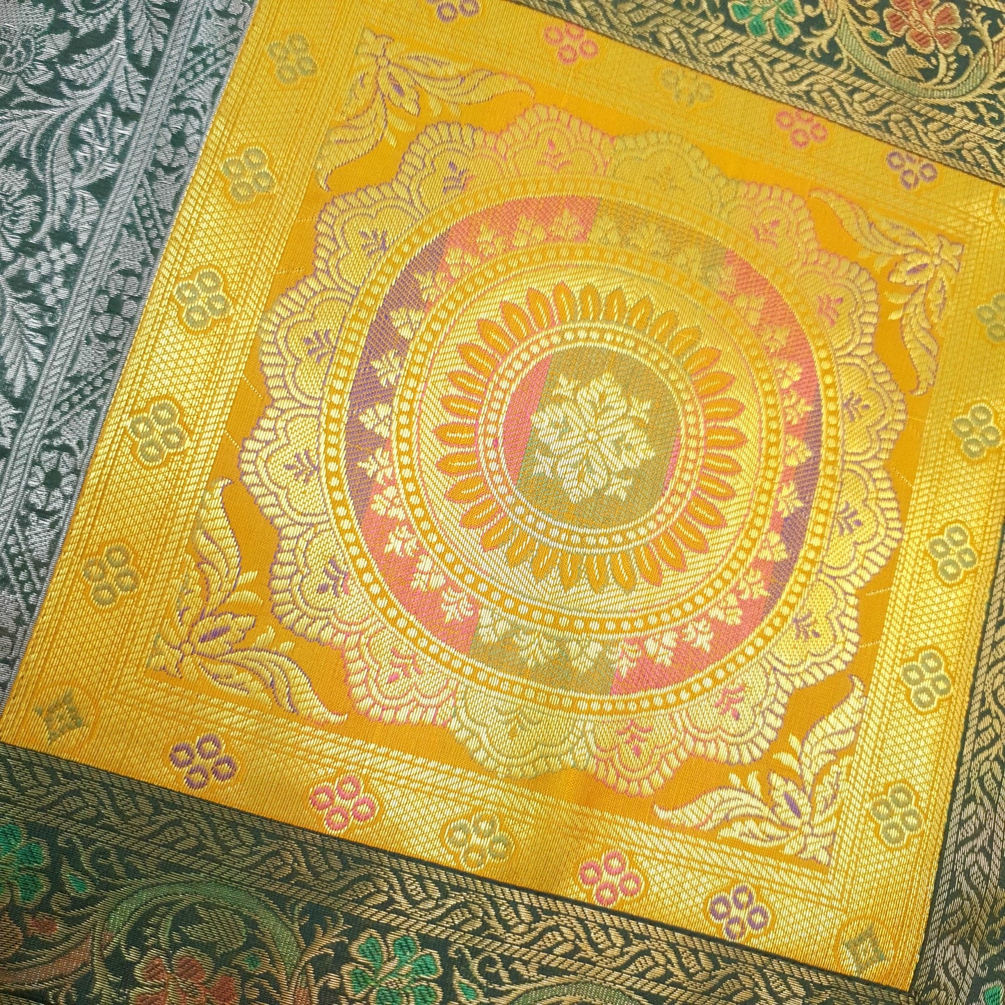 Dining Table Runner Floral Zari Brocade Banarasi Cover Mandala Woven Multi Color