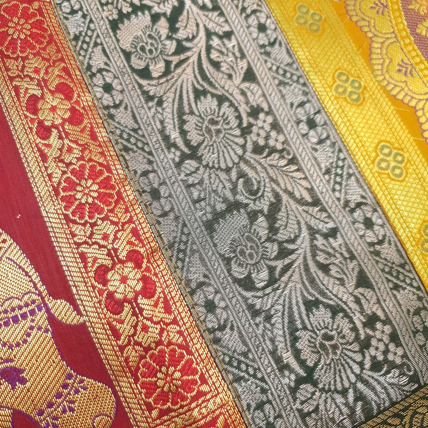 Dining Table Runner Floral Zari Brocade Banarasi Cover Mandala Woven Multi Color