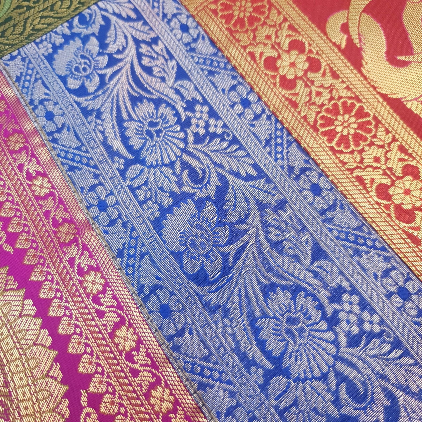 Dining Table Runner Floral Zari Brocade Banarasi Cover Mandala Woven Multi Color