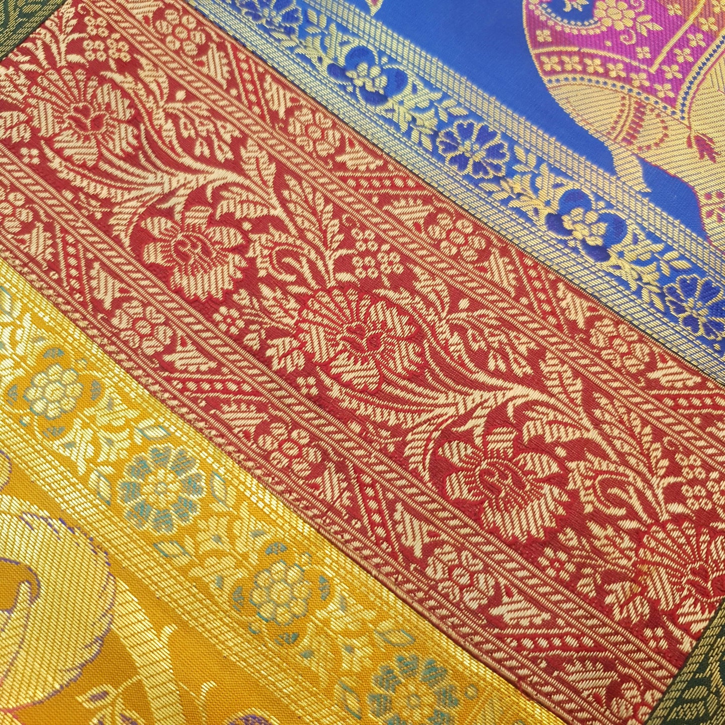 Dining Table Runner Zari Brocade Banarasi Decor Cover Elephant Woven Multi Color