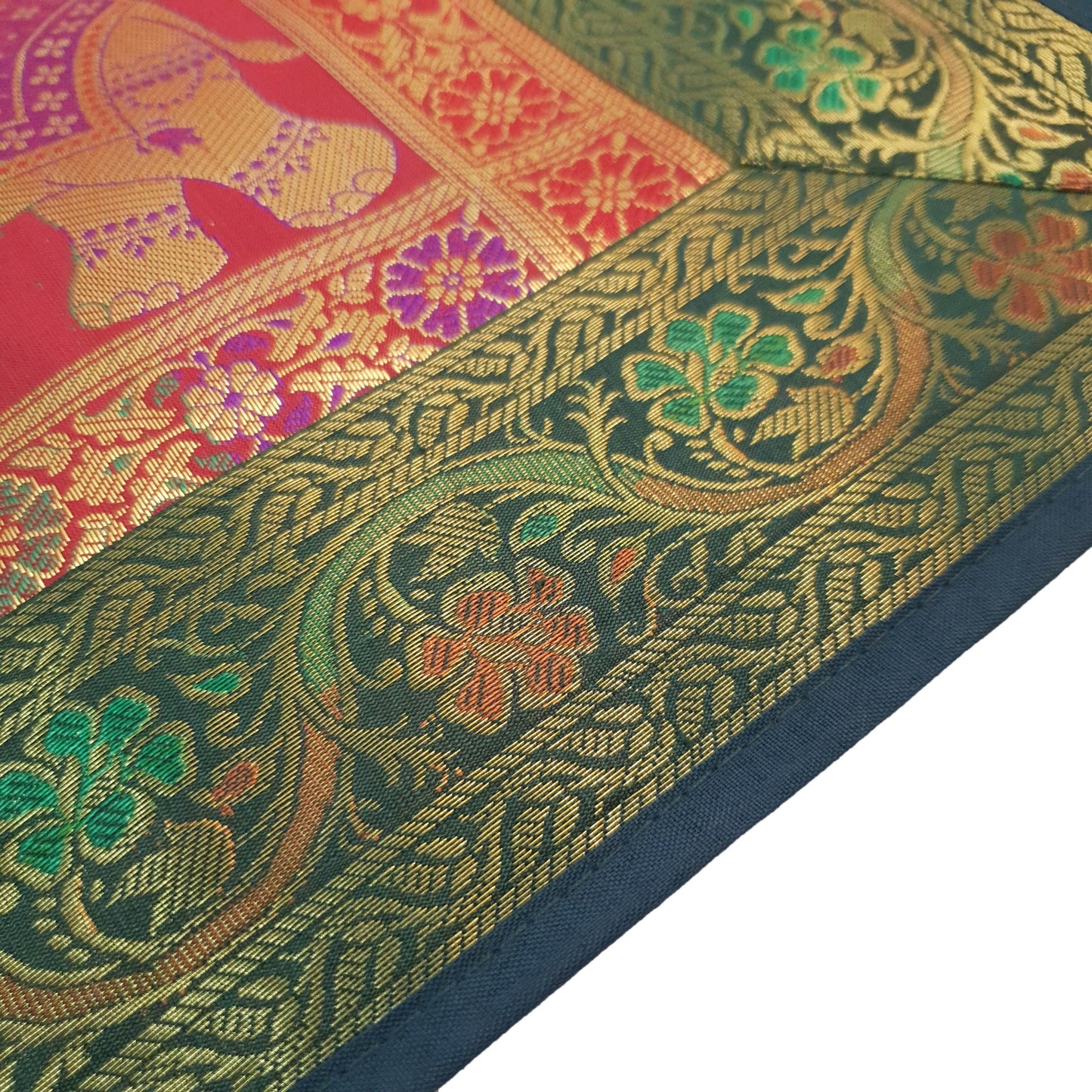 Dining Table Runner Zari Brocade Banarasi Decor Cover Elephant Woven Multi Color