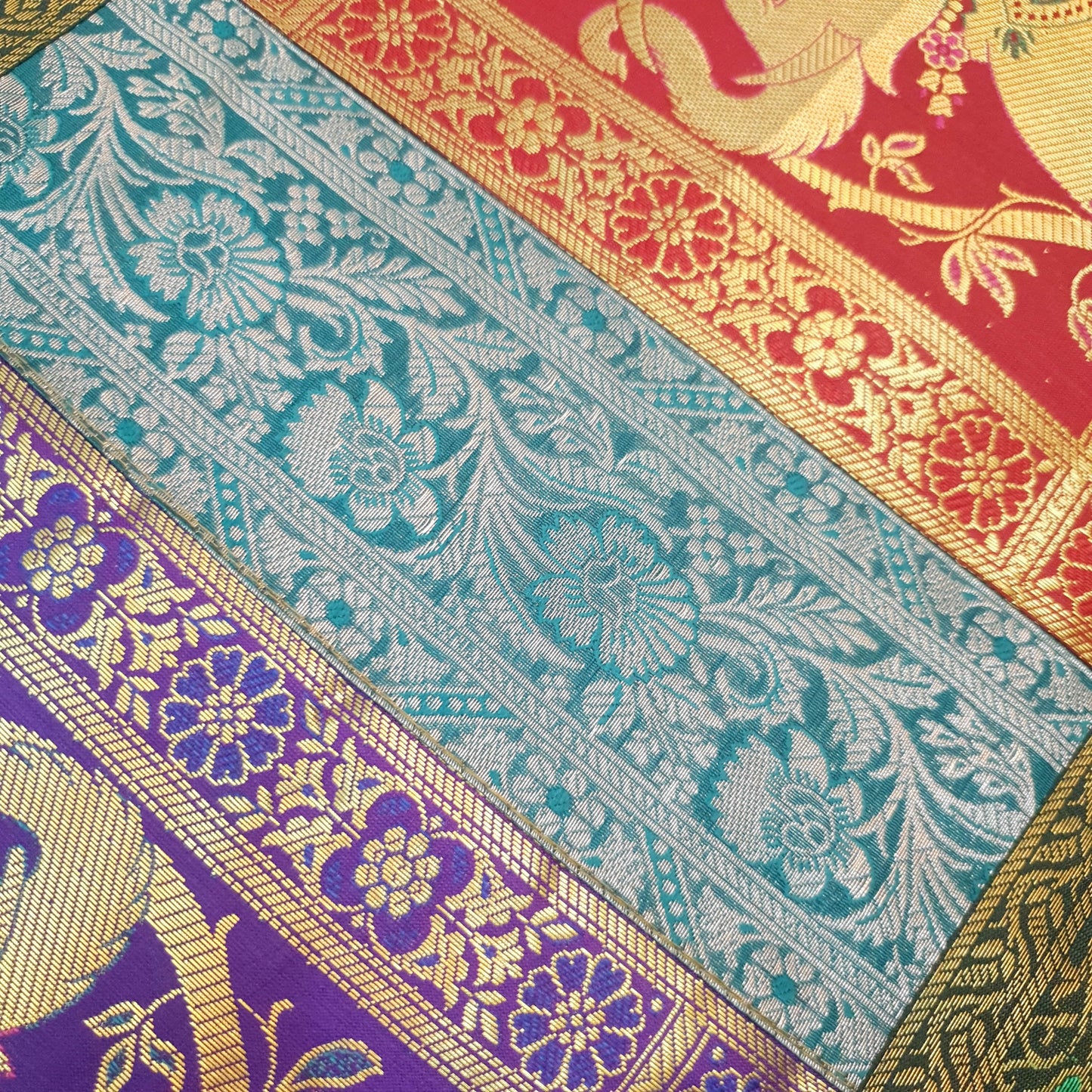 Dining Table Runner Zari Brocade Banarasi Decor Cover Elephant Woven Multi Color