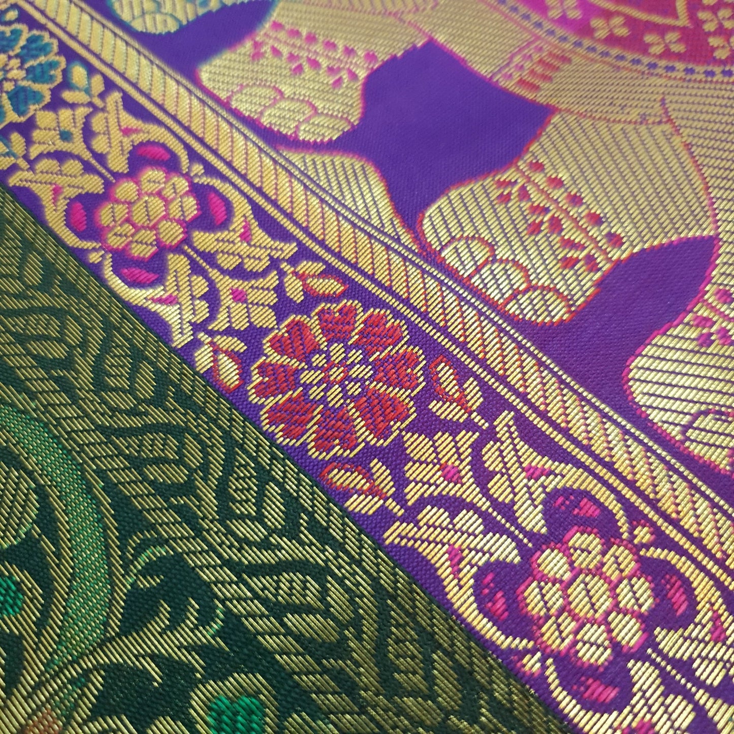 Dining Table Runner Zari Brocade Banarasi Decor Cover Elephant Woven Multi Color