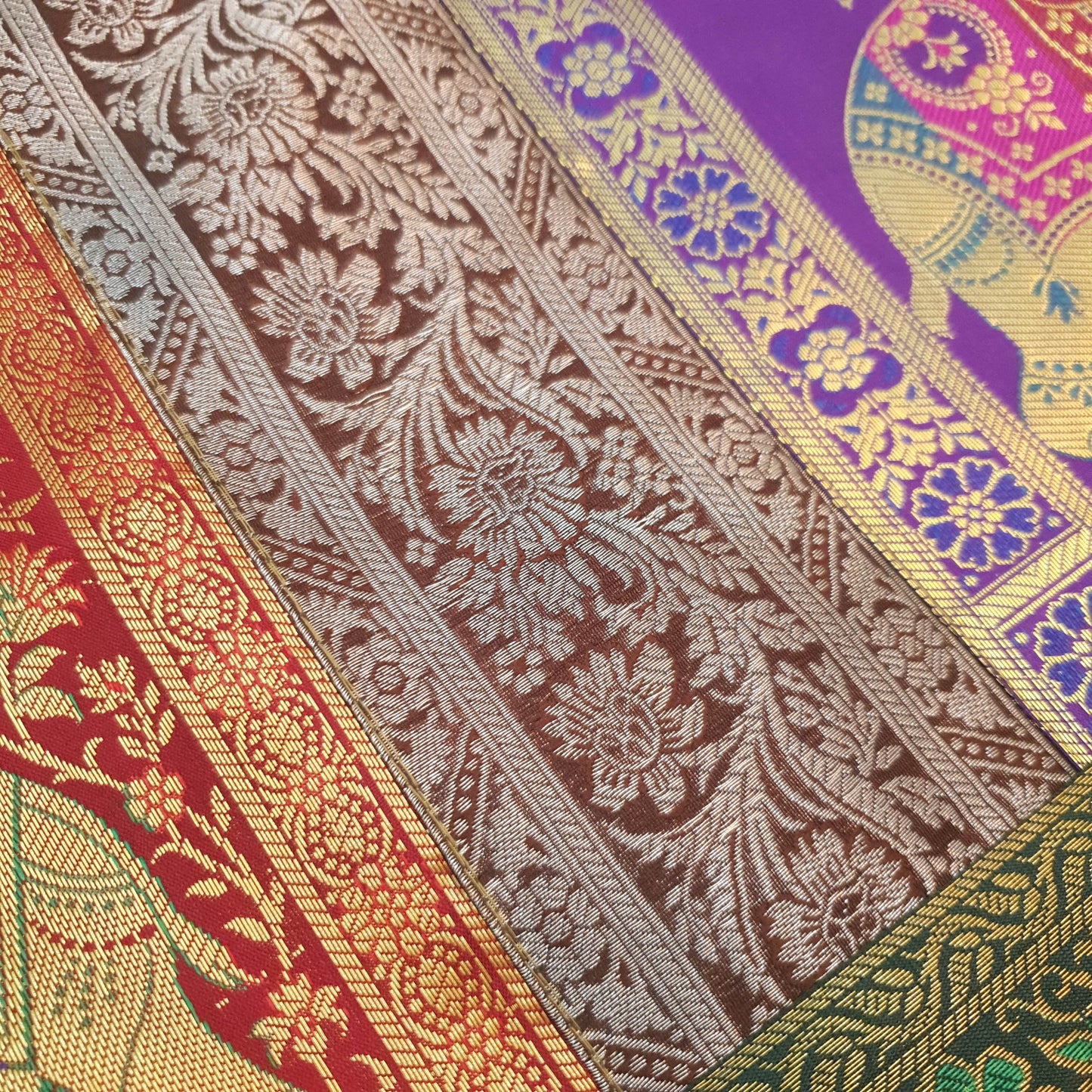 Dining Table Runner Zari Brocade Banarasi Decor Cover Elephant Woven Multi Color