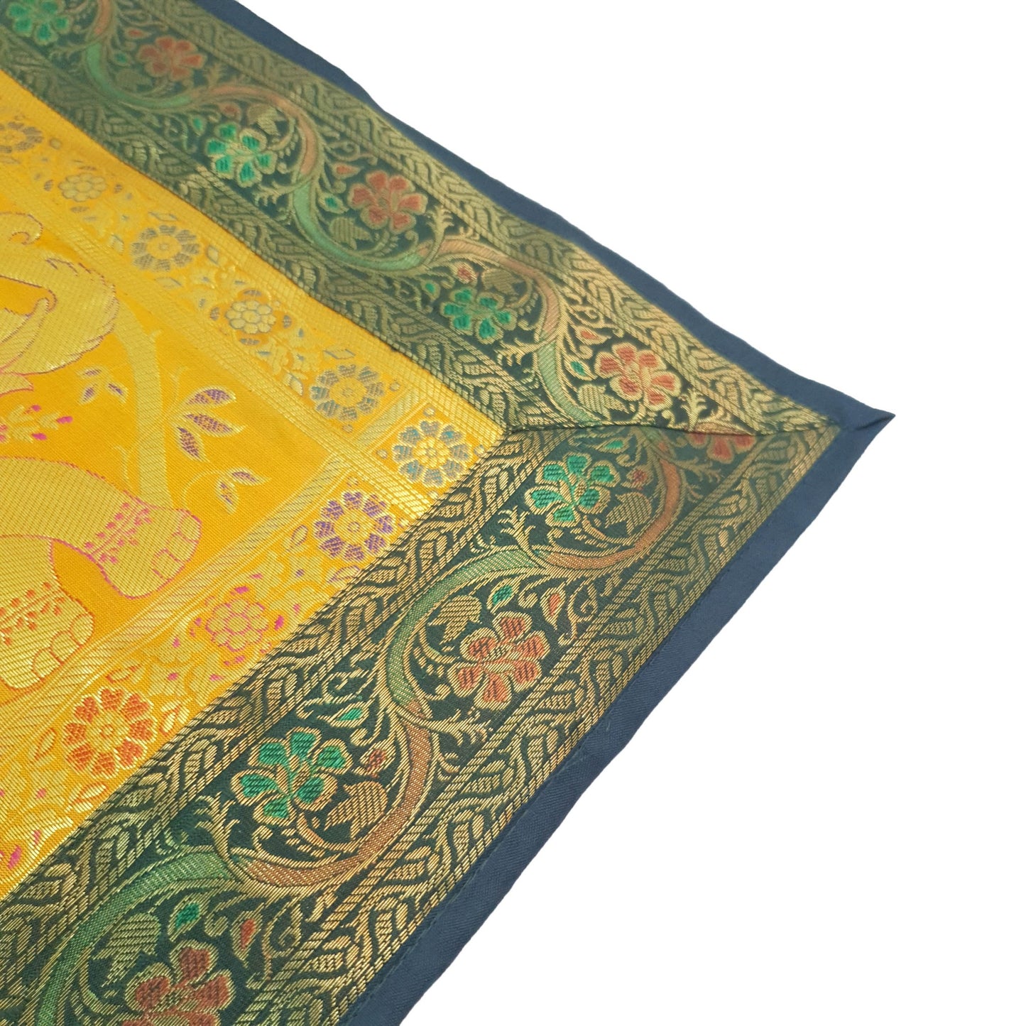 Dining Table Runner Zari Brocade Elephant Woven Banarasi Cover Decor Multi Color