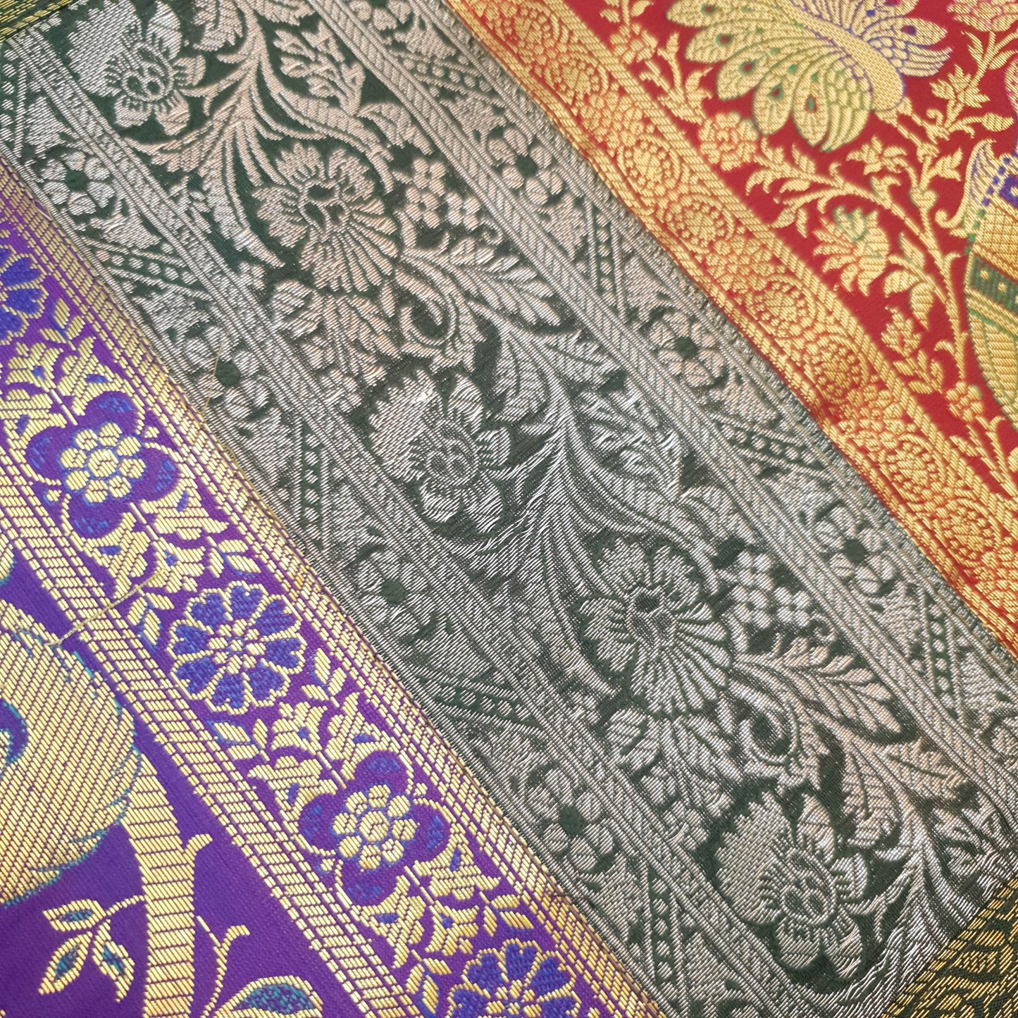 Dining Table Runner Zari Brocade Elephant Woven Banarasi Cover Decor Multi Color