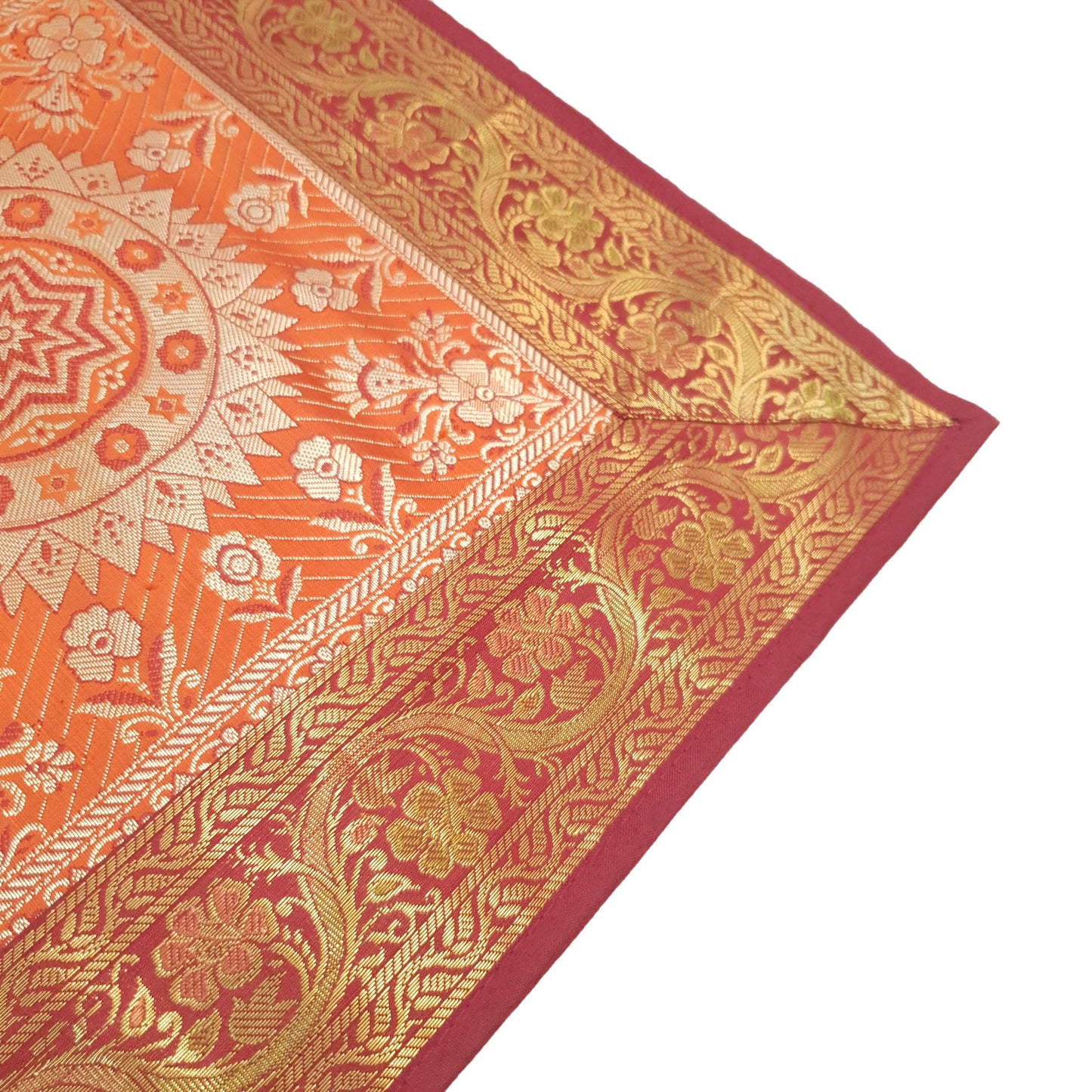 Dining Table Runner Woven Elephant & Mandala Zari Brocade Banarasi Multi Color