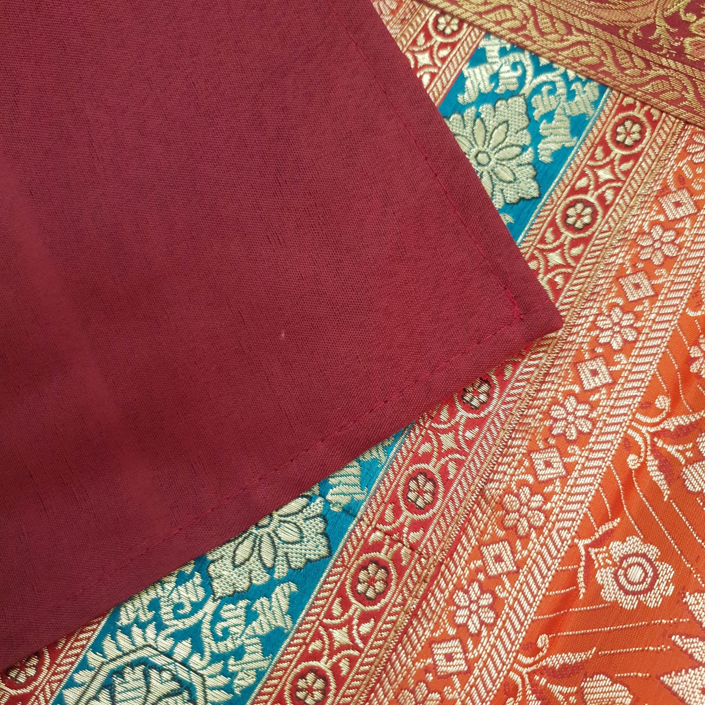 Dining Table Runner Woven Elephant & Mandala Zari Brocade Banarasi Multi Color