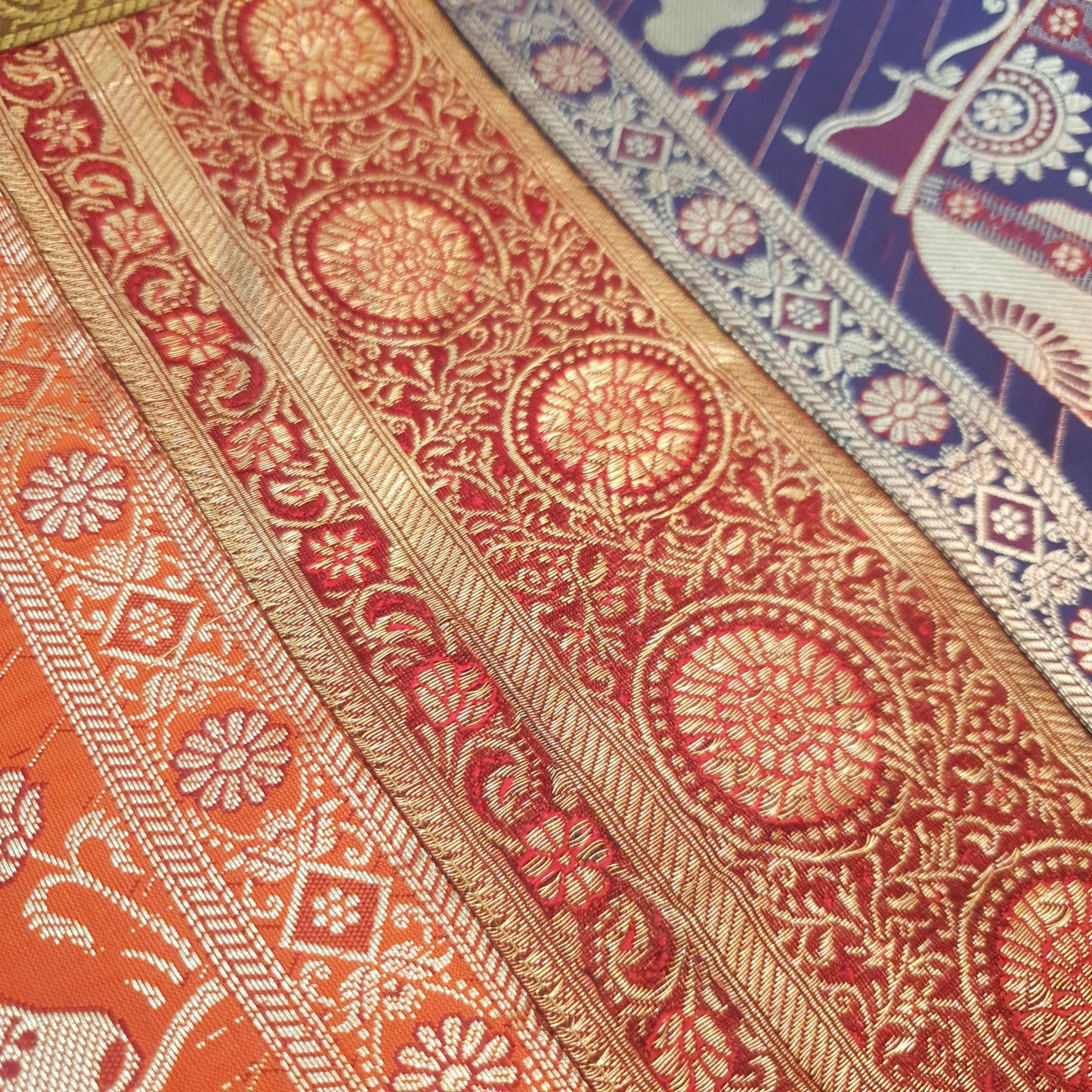 Dining Table Runner Elephant Woven Zari Brocade Banarasi Decor Cover Multi Color