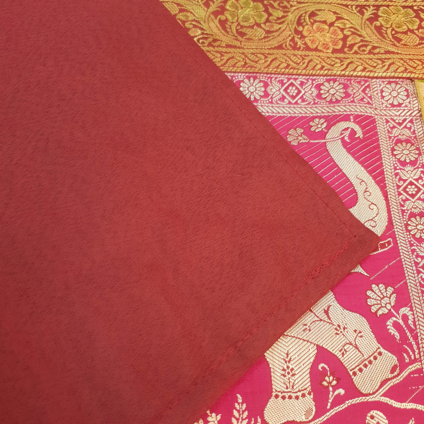 Dining Cover Table Runner Elephant Woven Zari Brocade Banarasi Gift Multi Color