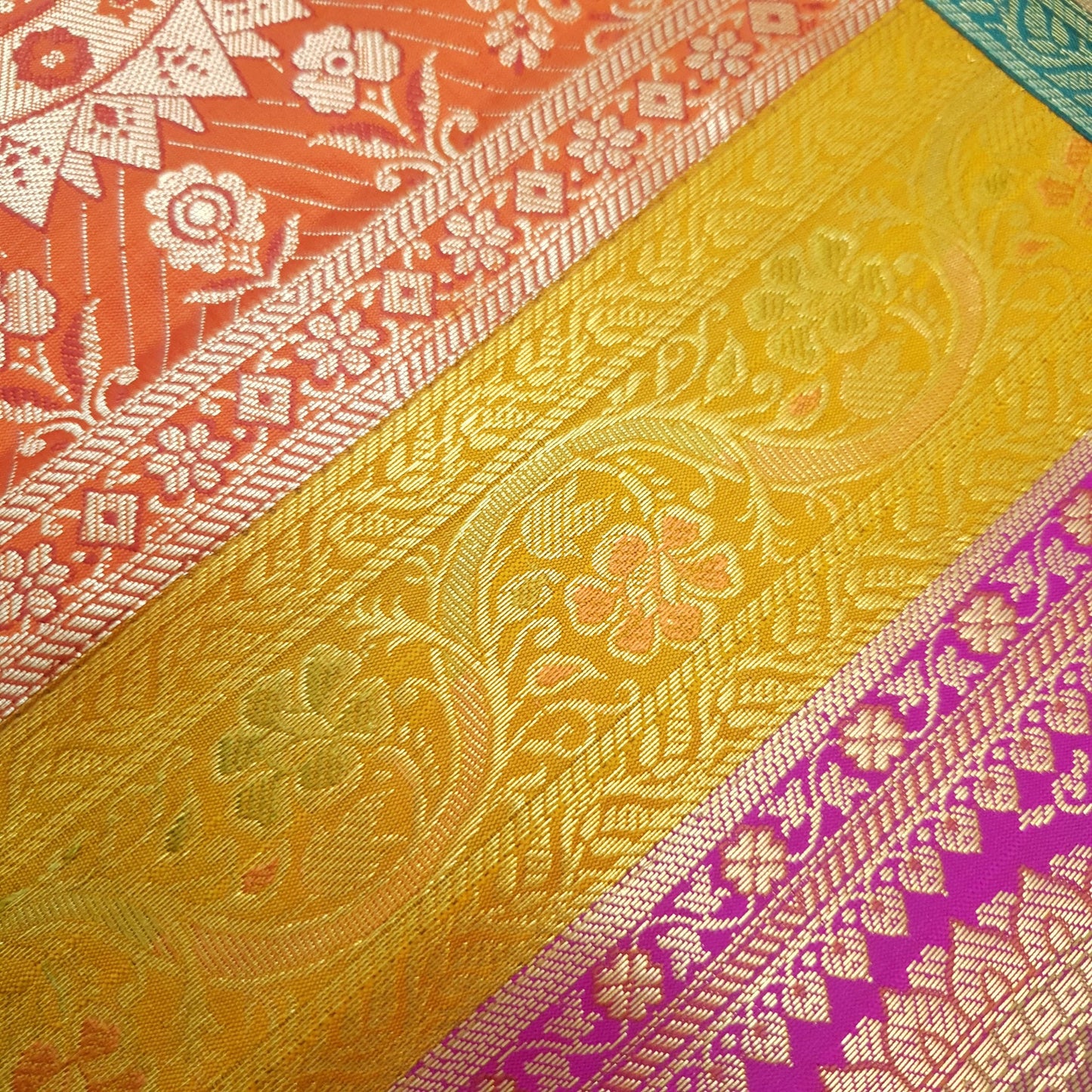Dining Table Runner Woven Mandala Zari Brocade Banarasi Decor Cover Multi Color