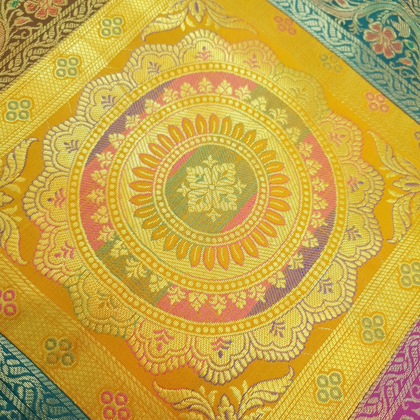Dining Table Runner Woven Mandala Zari Brocade Banarasi Decor Cover Multi Color