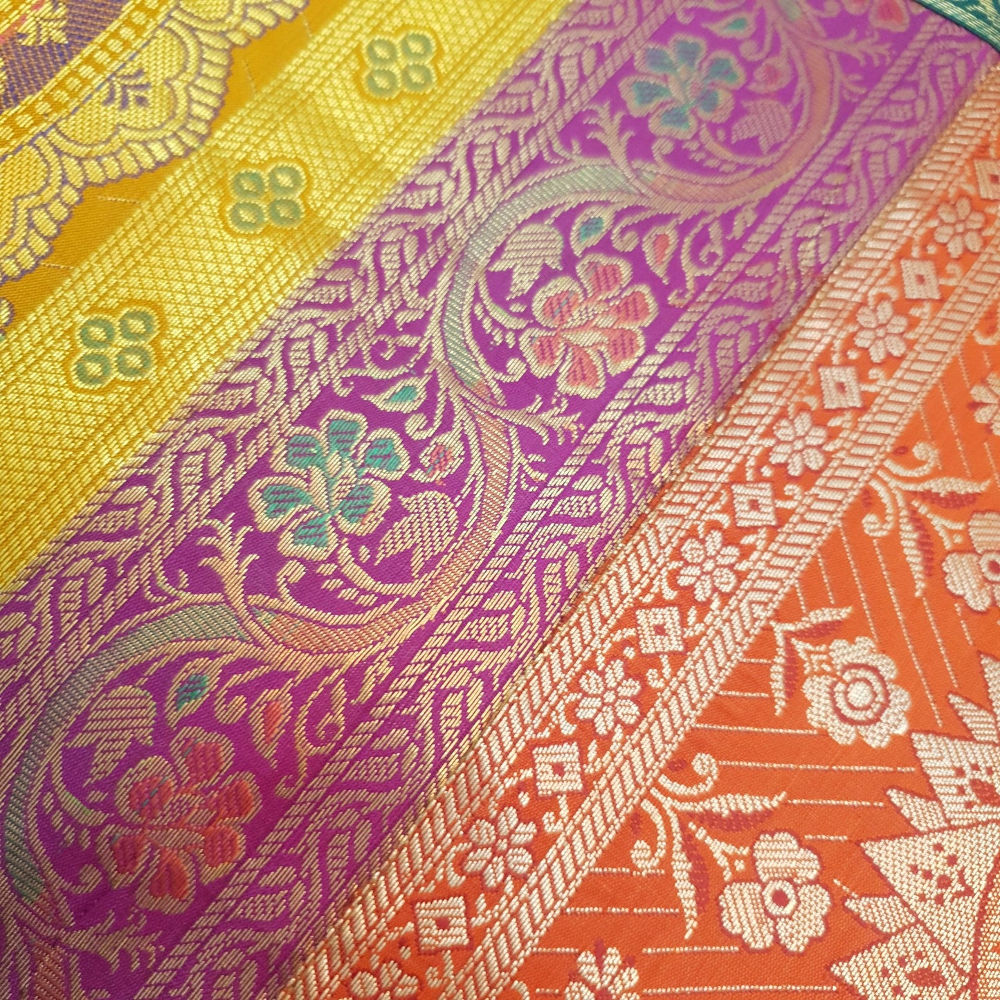 Dining Table Runner Woven Mandala Zari Brocade Banarasi Decor Cover Multi Color
