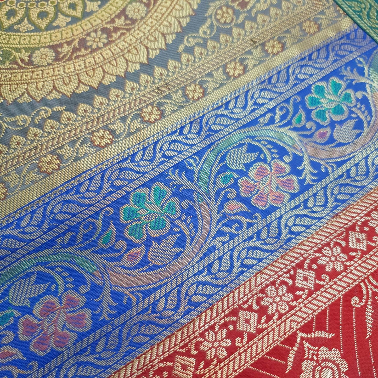 Dining Table Runner Woven Mandala Zari Brocade Banarasi Decor Cover Multi Color