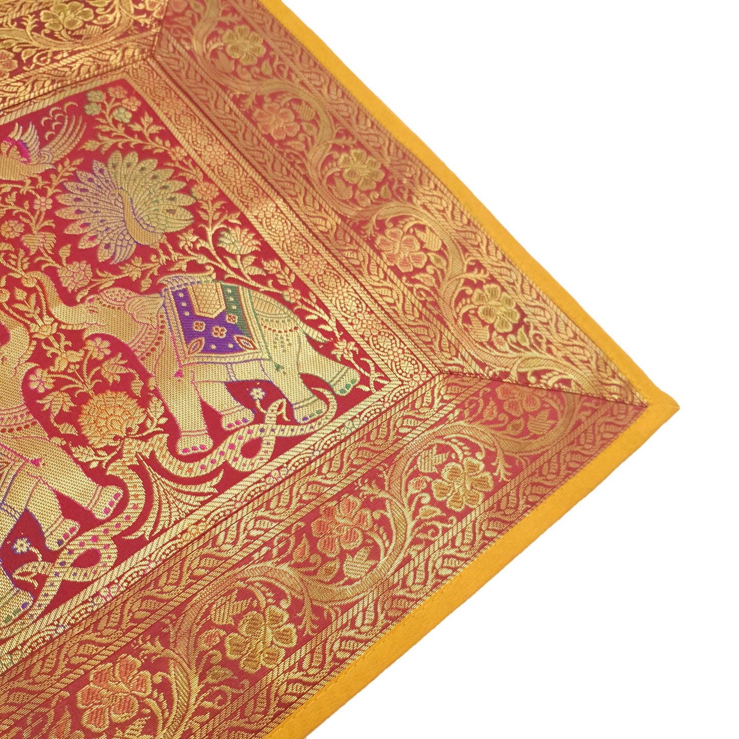 Table Runner Banarasi Home Decor Ethnic Elephant Woven Rectangular Dining Cloth