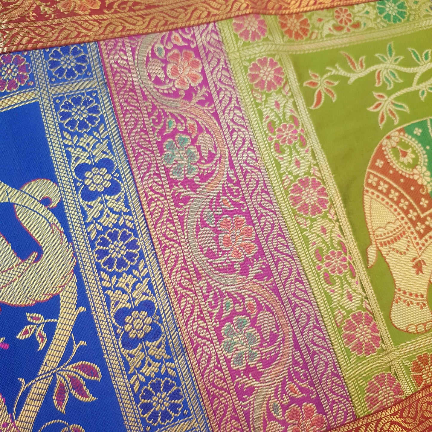 Table Runner Banarasi Home Decor Ethnic Elephant Woven Rectangular Dining Cloth