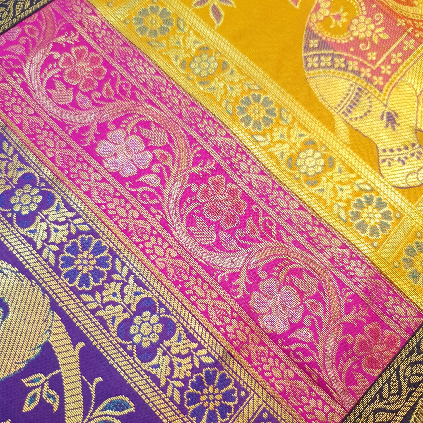 Multi-Color Table Runner Premium Brocade Elephant Zari Woven Dining Home Decor