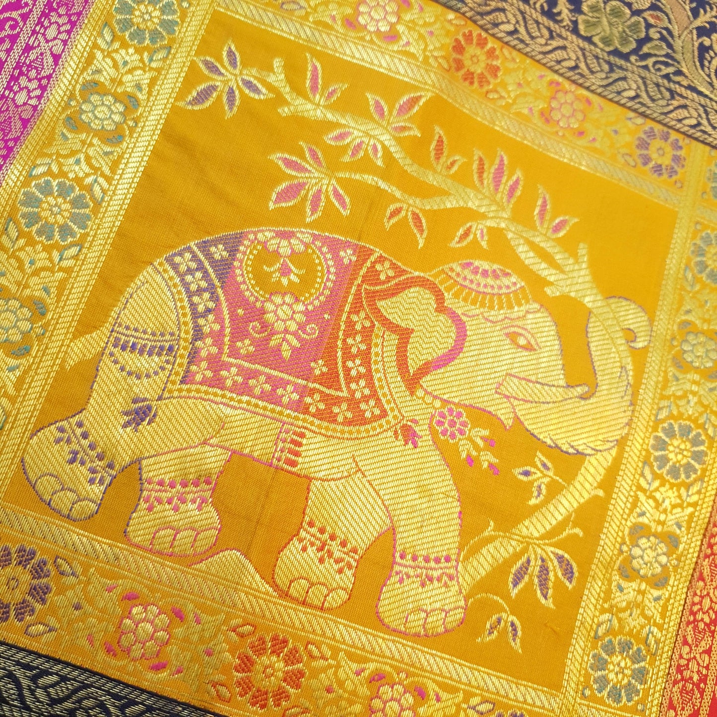 Multi-Color Table Runner Premium Brocade Elephant Zari Woven Dining Home Decor