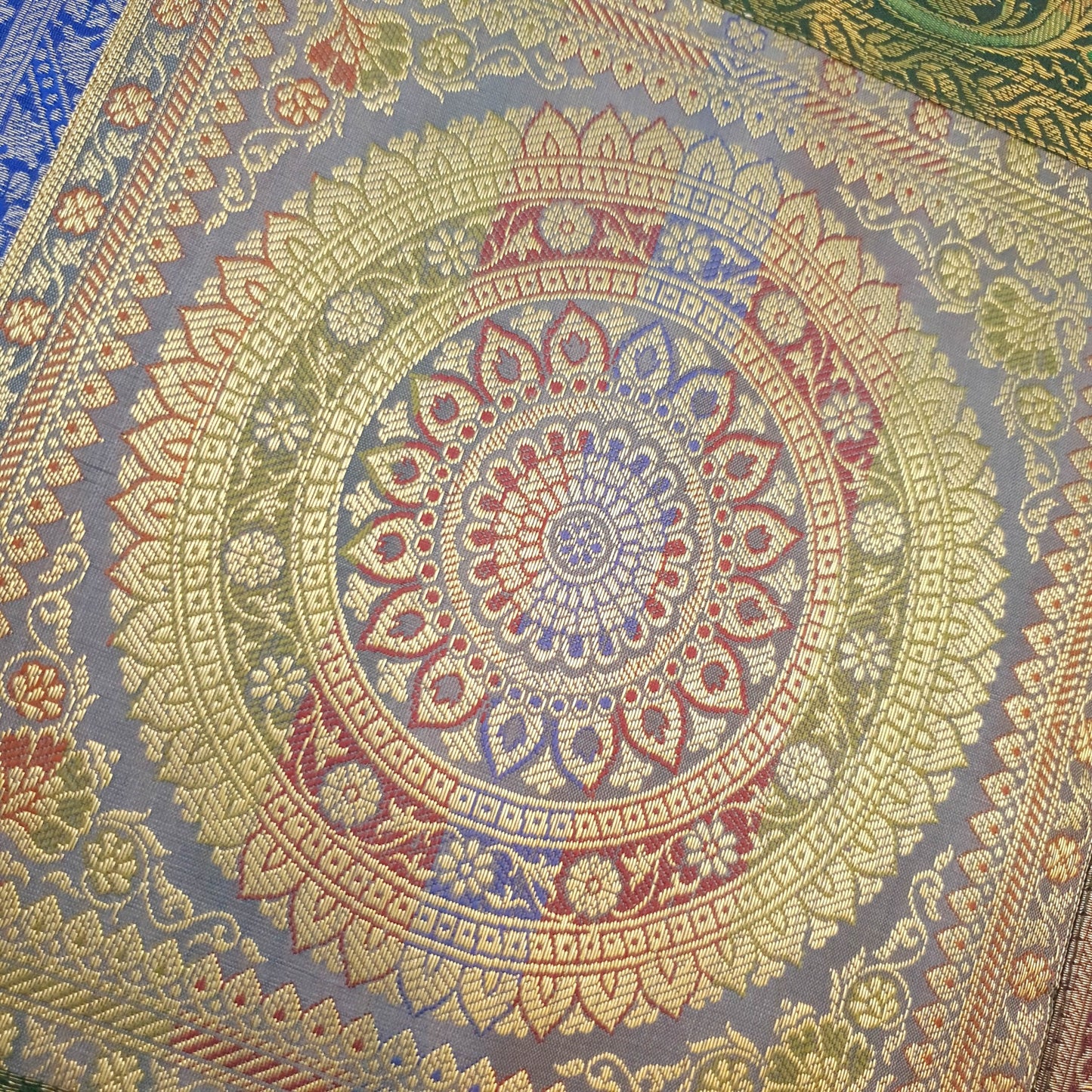 Dining Table Runner Mandala Woven Zari Brocade Banarasi Decor Cover Multi Color