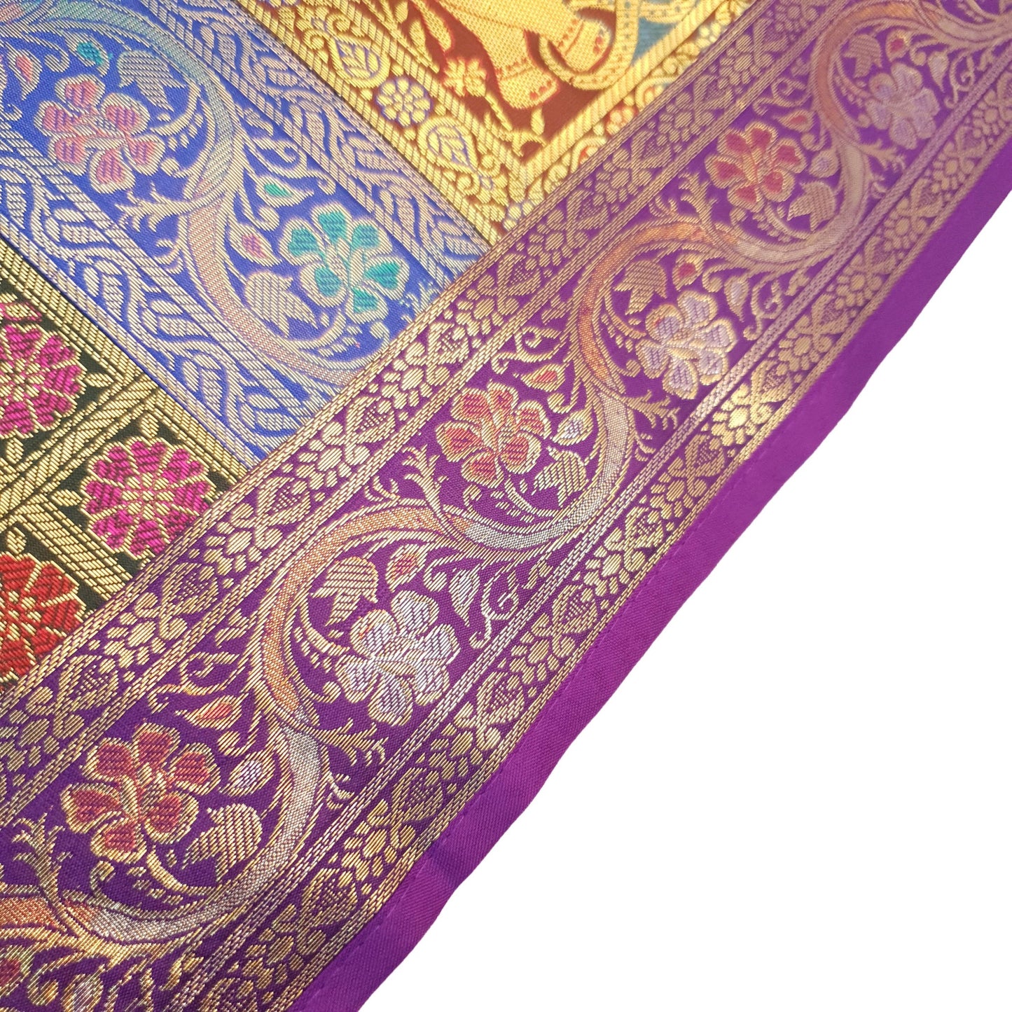 Dining Table Runner Ethnic Handmade Gold Banarasi Brocade Silk Elephant Work