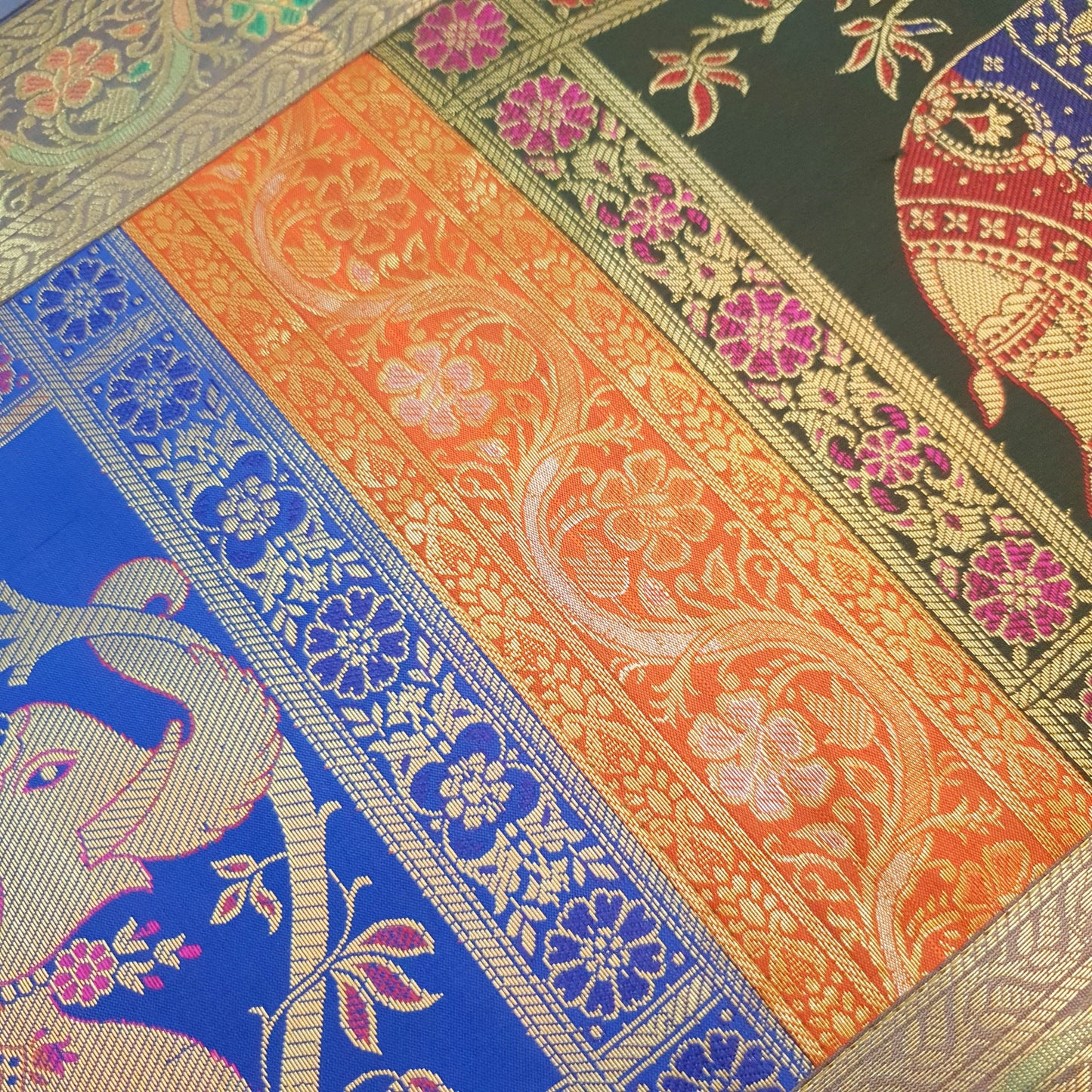 Dining Table Runner Wall Tapestry Woven Zari Brocade Banarasi Cover Multi Color