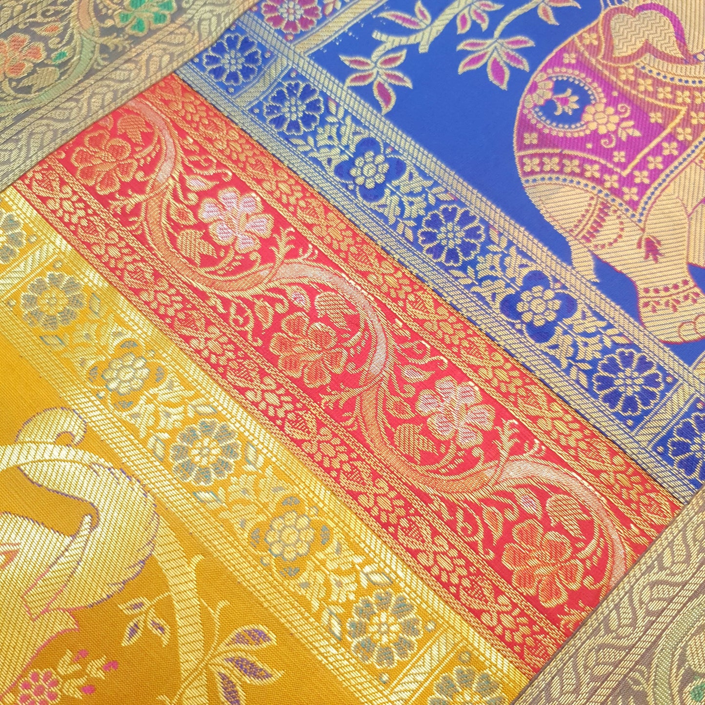 Dining Table Runner Wall Tapestry Woven Zari Brocade Banarasi Cover Multi Color