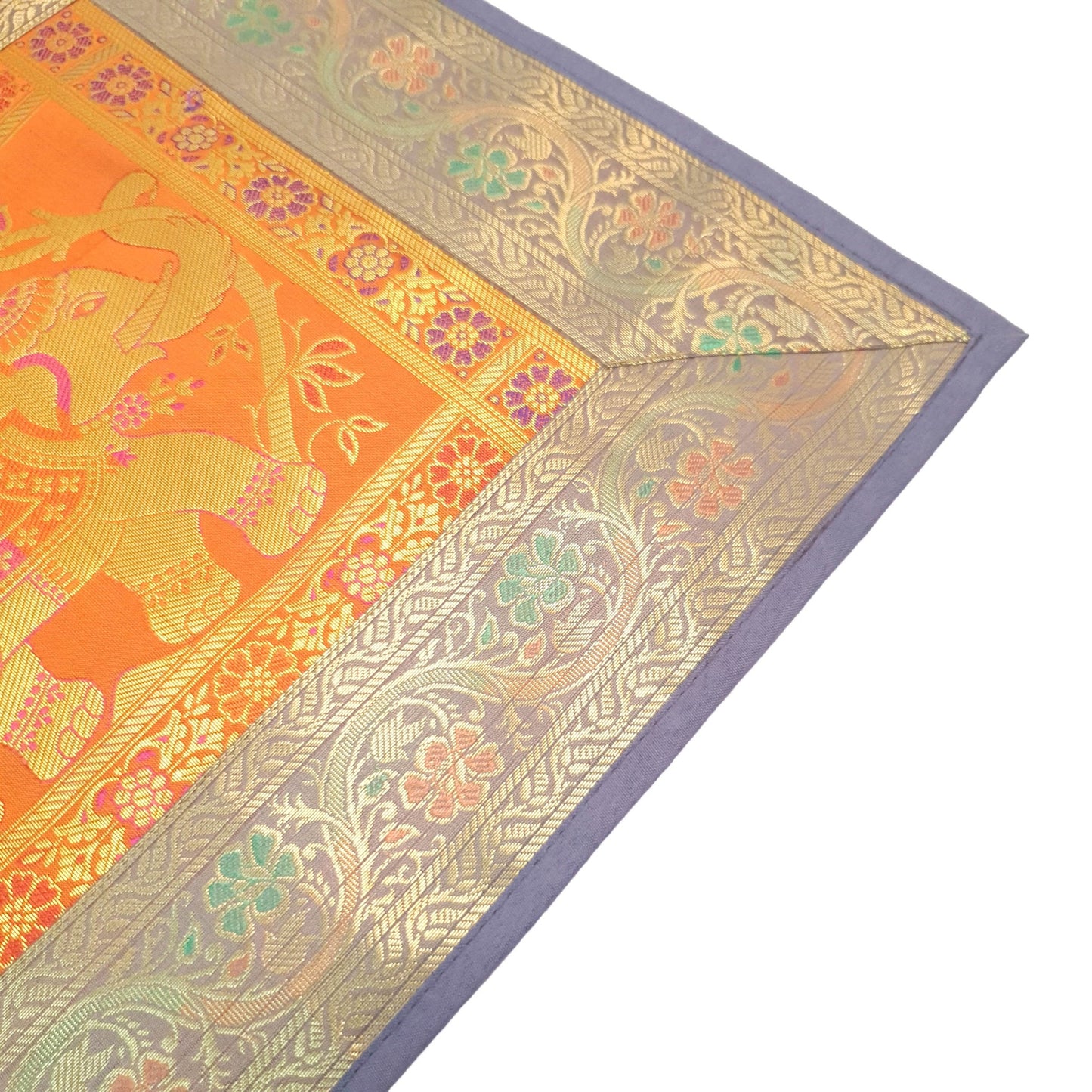 Dining Table Runner Wall Tapestry Woven Zari Brocade Banarasi Cover Multi Color