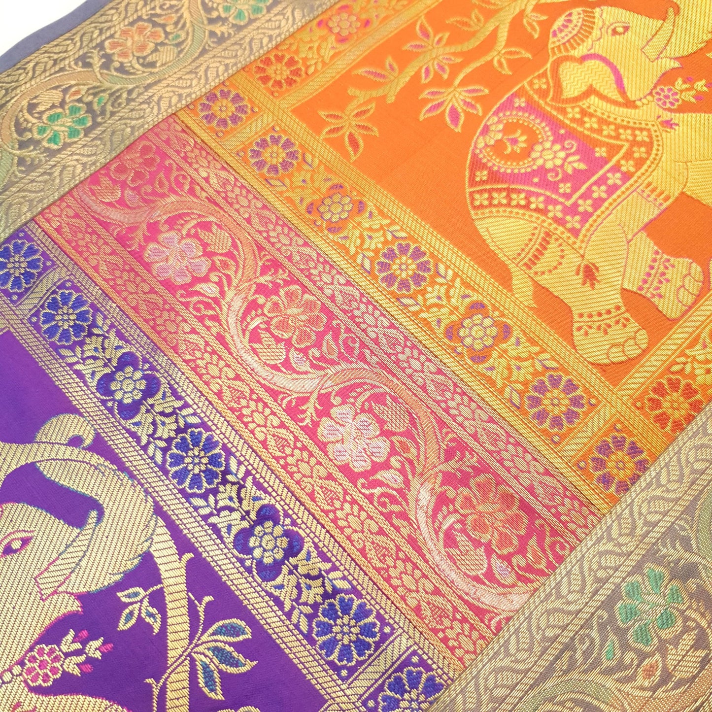 Dining Table Runner Wall Tapestry Woven Zari Brocade Banarasi Cover Multi Color