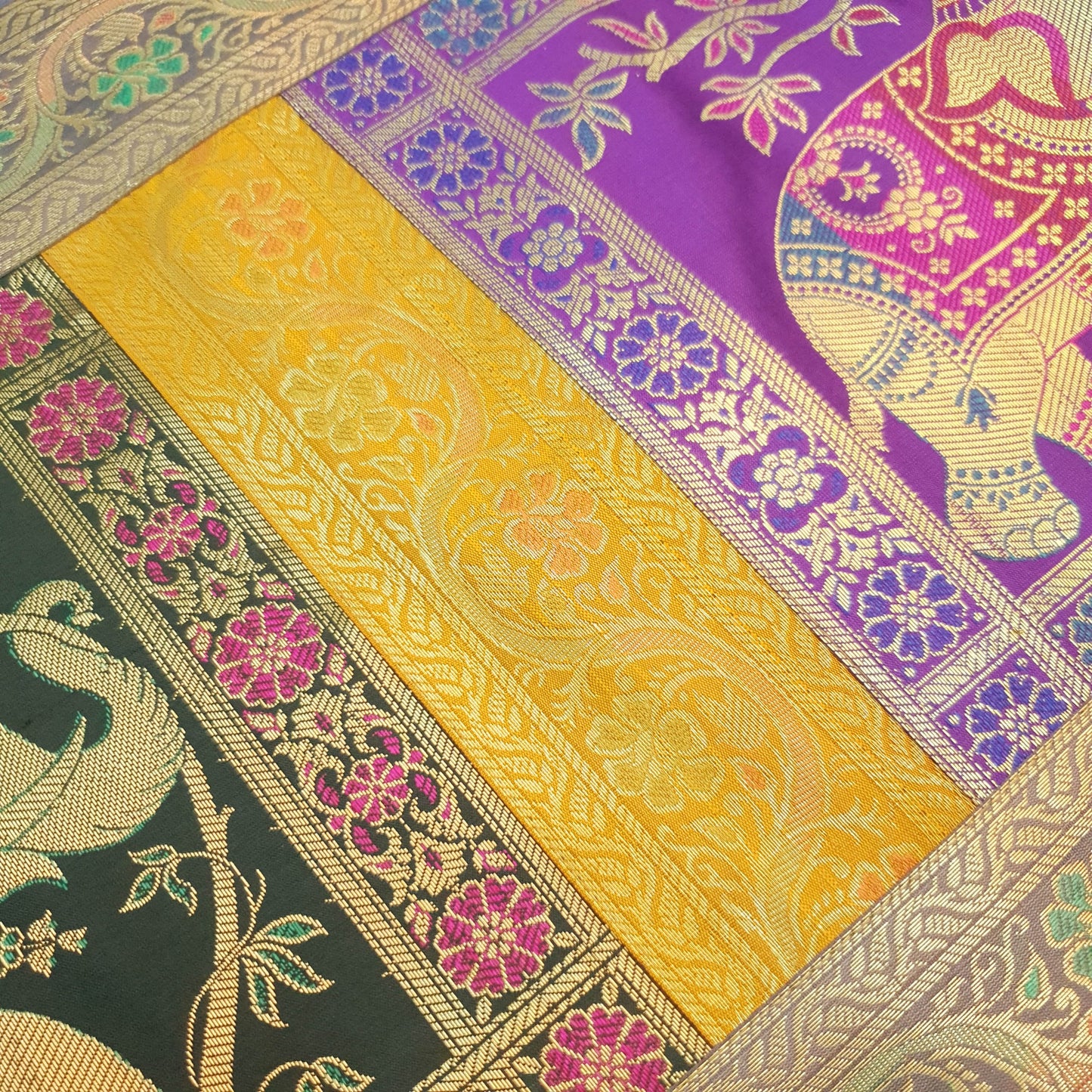 Dining Table Runner Wall Tapestry Woven Zari Brocade Banarasi Cover Multi Color