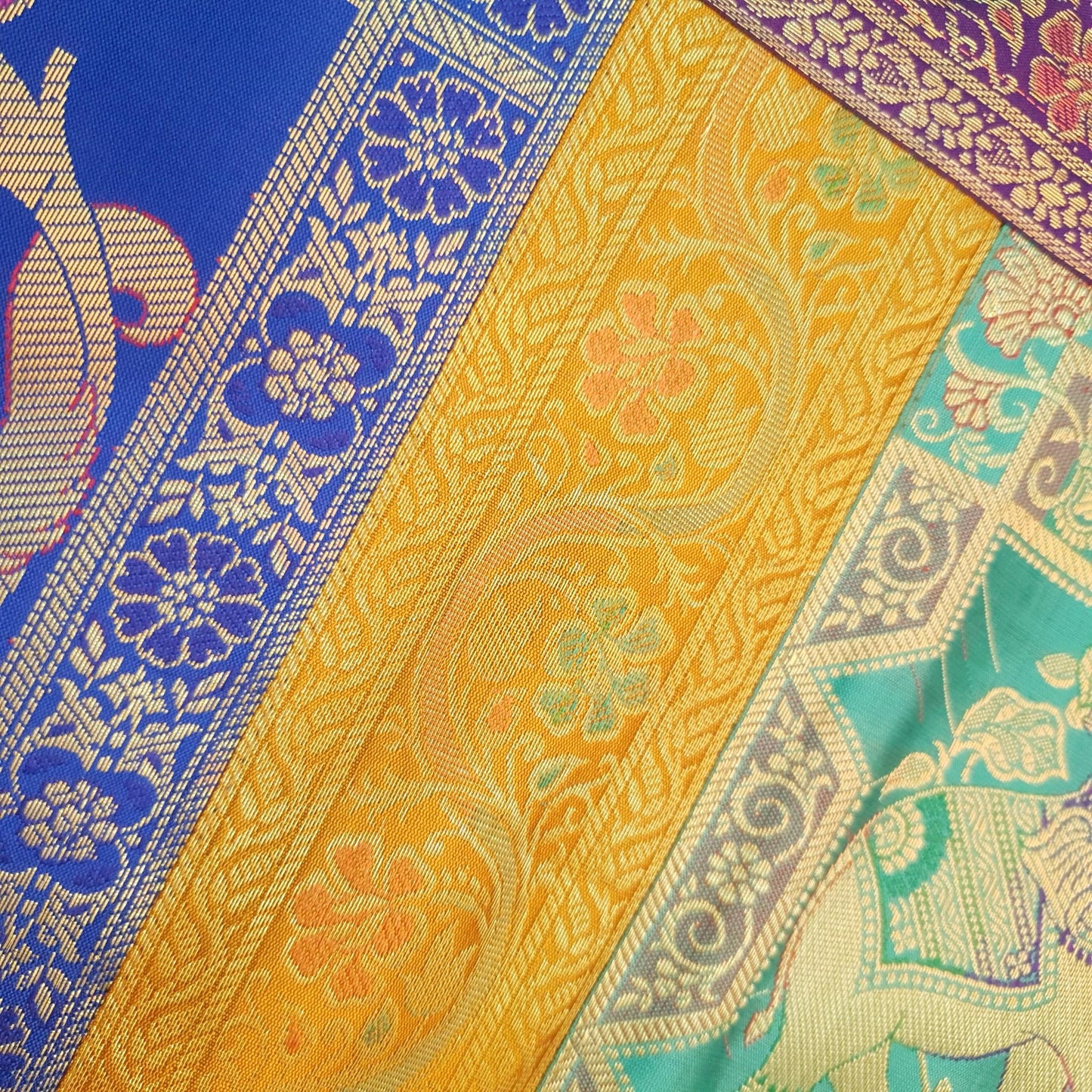 Dining Cover Table Runner Elephant Woven Zari Brocade Banarasi Decor Multi Color